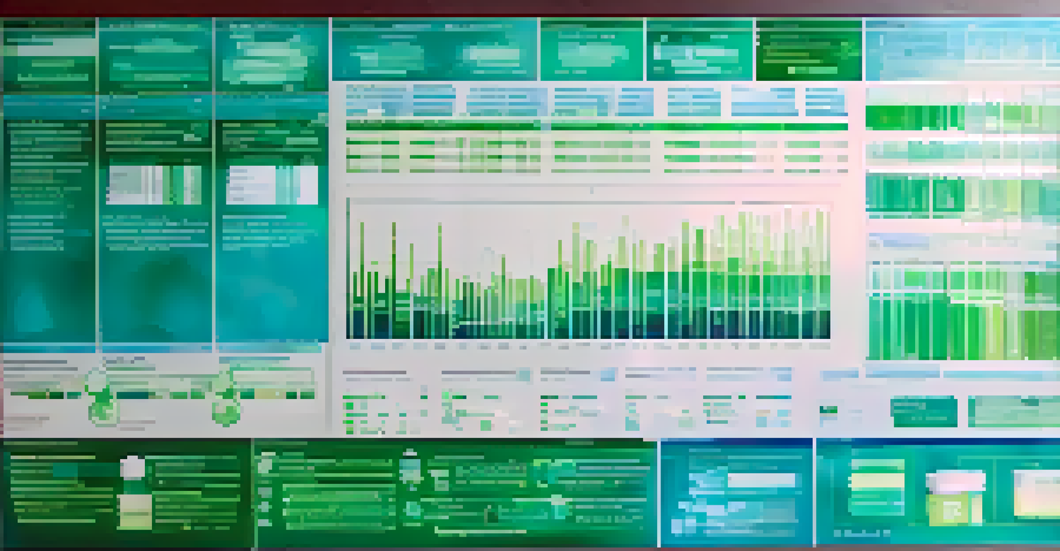 An abstract digital interface showcasing medication data and graphs related to Drug Utilization Reviews in soothing colors.