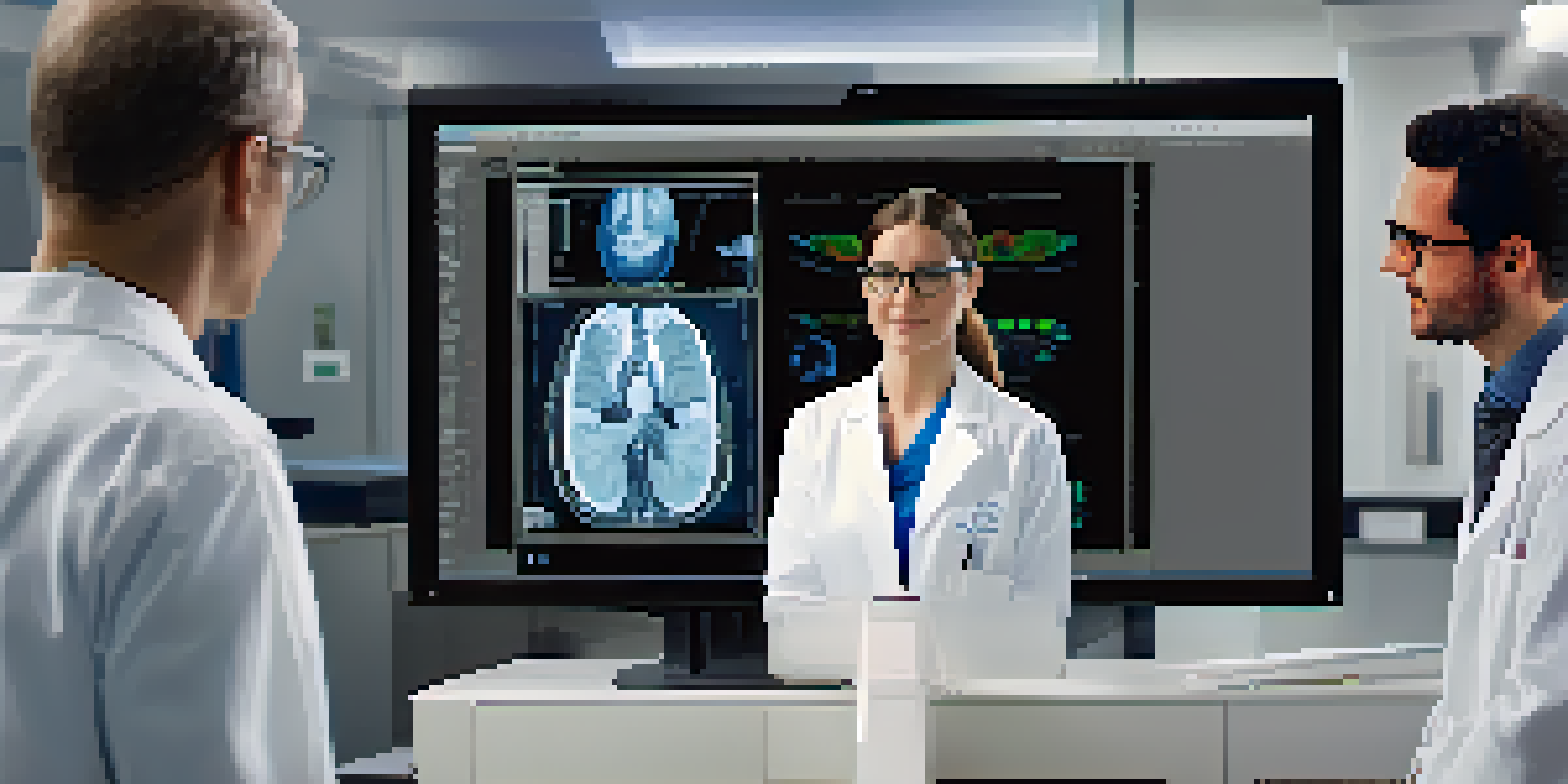 A healthcare professional examines a high-resolution MRI scan on a computer, highlighting the importance of image quality in diagnostics.