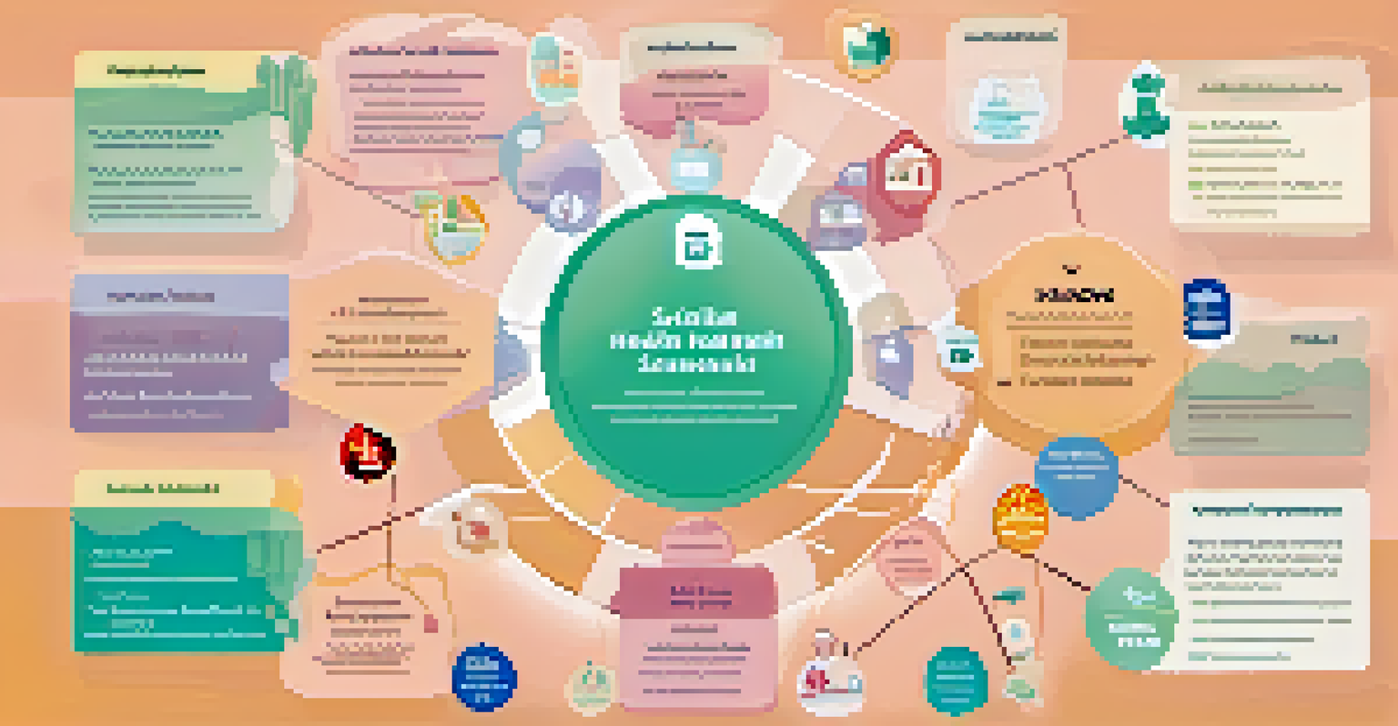 An infographic highlighting social determinants of health with icons for education, environment, and socioeconomic status on a pastel background.