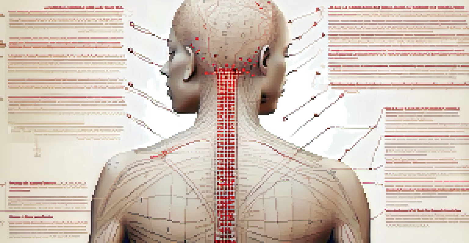 Illustration of the human body with highlighted acupuncture points, featuring red dots and overlay text describing each point's benefits against a soft gradient background.