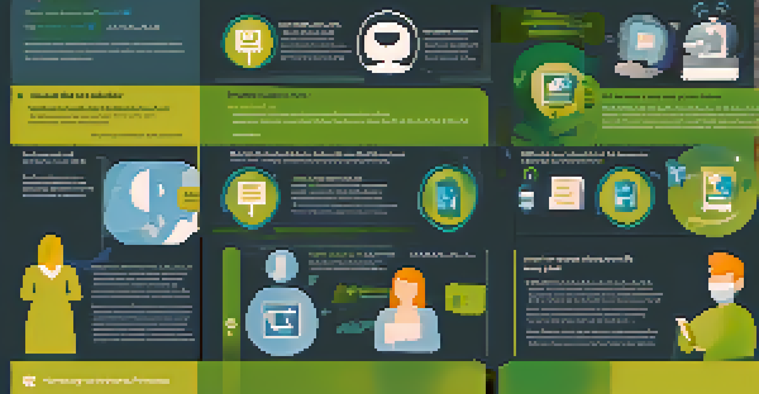 An infographic illustrating the guidelines for sharing patient stories online, featuring icons and a calming color scheme.