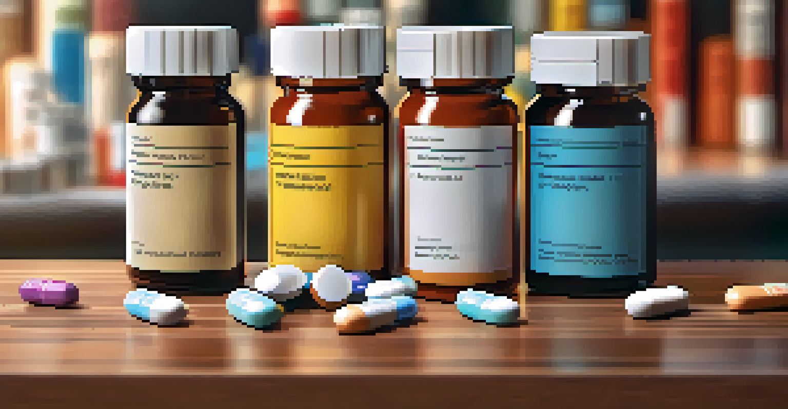 Customized medication pills on a table with a healthcare professional in the background.