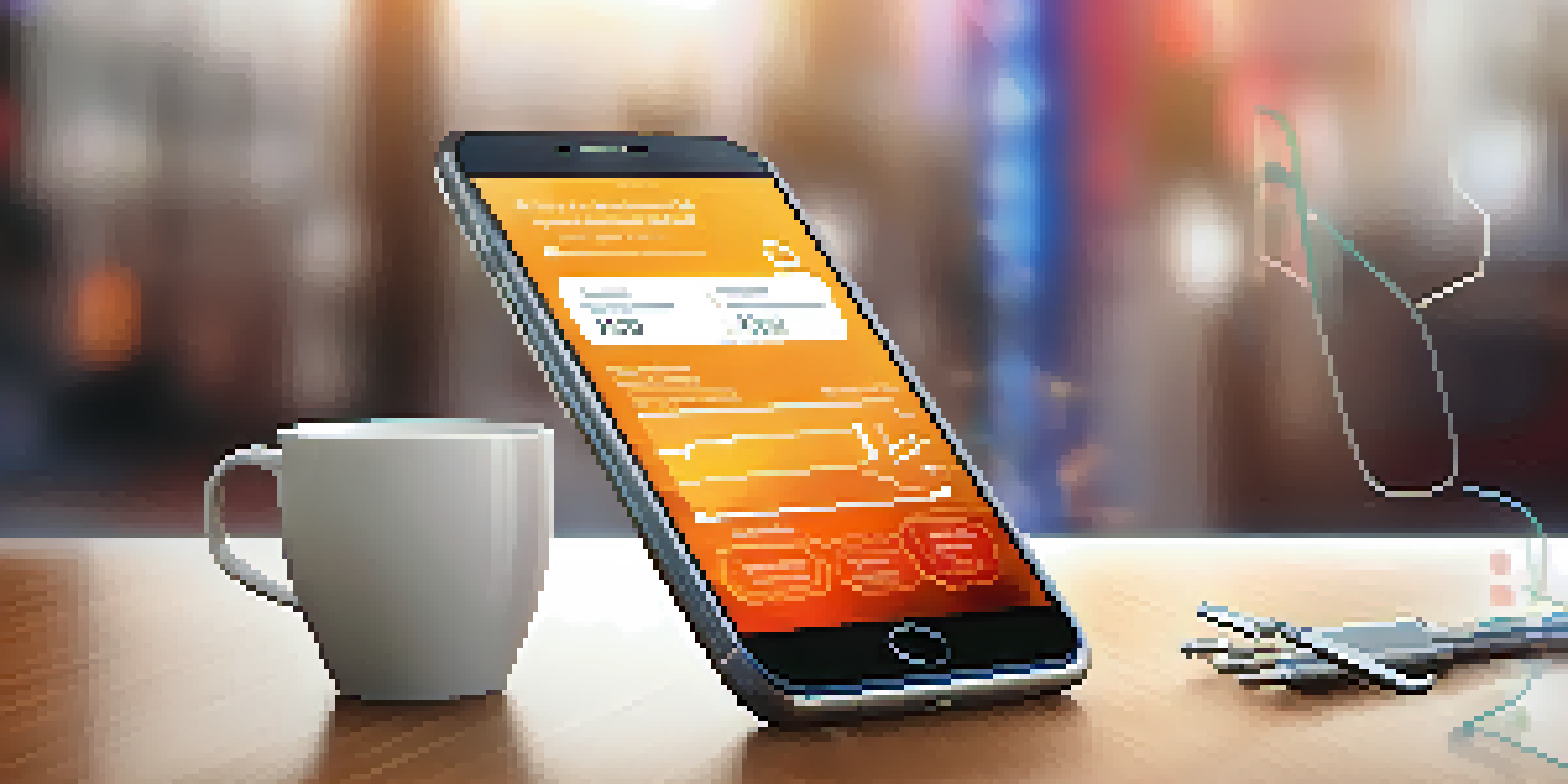 A smartphone with a health app interface showing colorful graphs and metrics, with a blurred background.