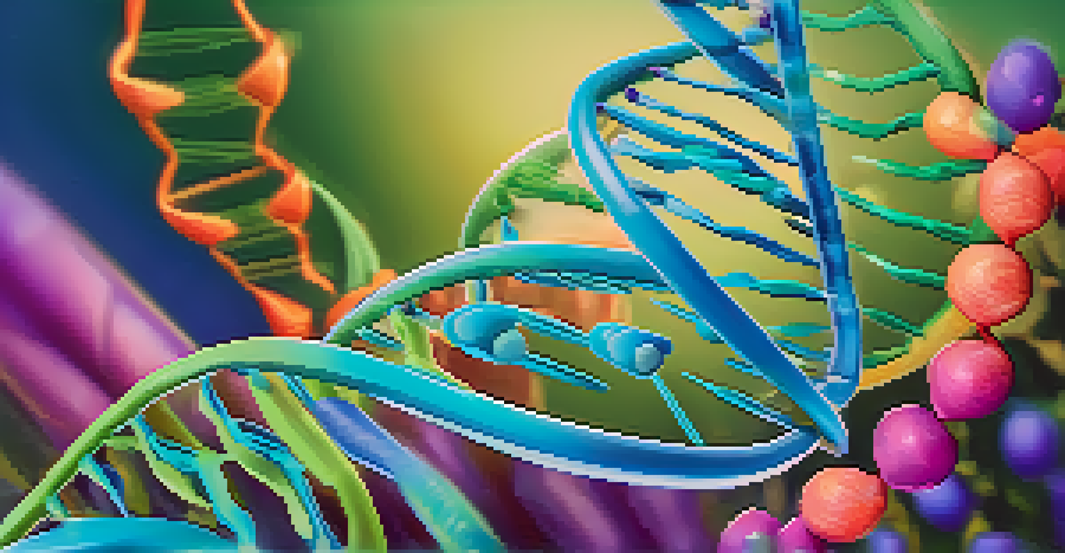A stylized DNA double helix being edited by a cartoonish Cas9 enzyme, with bright colors illustrating gene editing.
