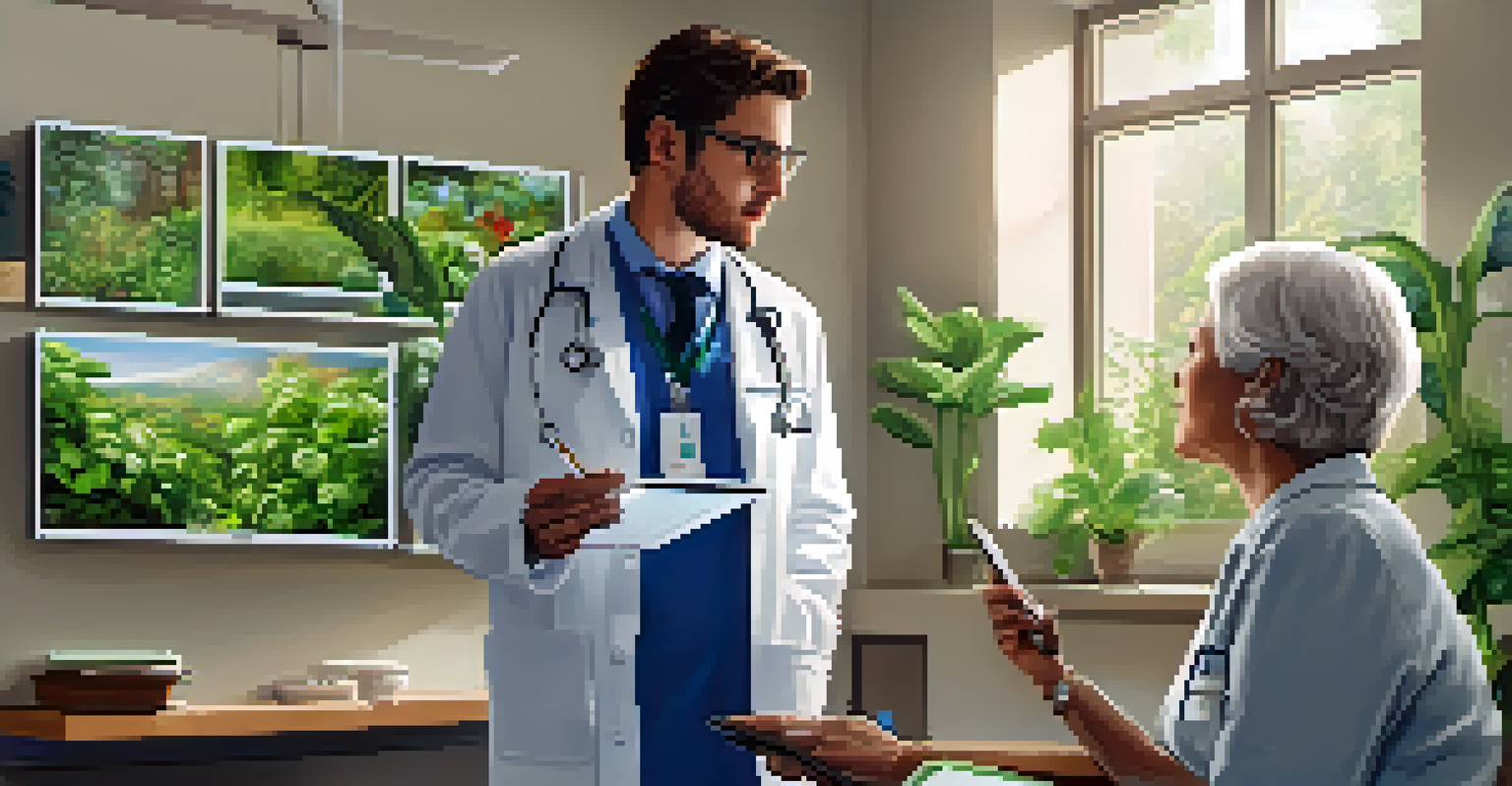 A healthcare professional explaining personalized medicine to a patient in a consultation room.