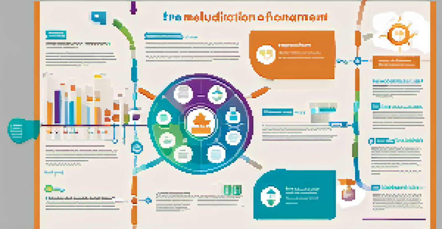 A colorful infographic showcasing medication management steps with icons and a checklist layout.