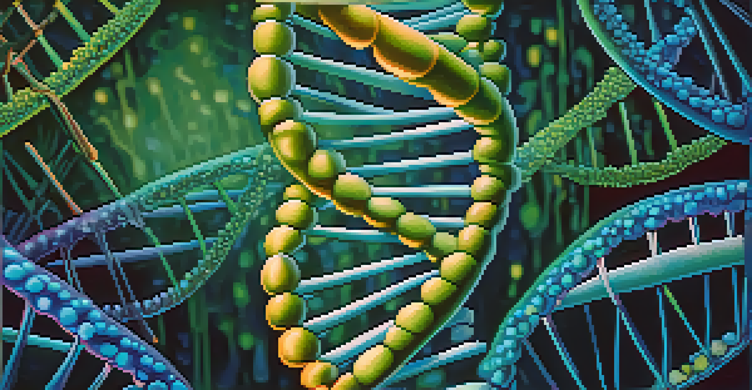 An abstract image of intertwined DNA strands in vibrant colors against a gradient background, representing genetic diversity.