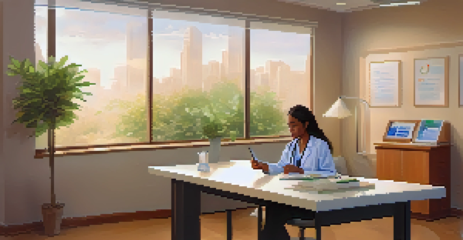 A patient and healthcare provider in a bright office discussing genetic testing results, with a warm and inviting atmosphere filled with plants.