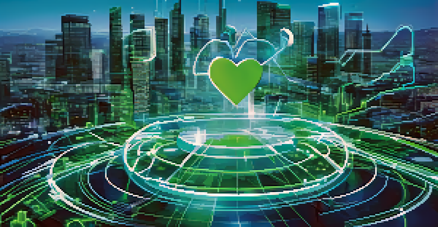 A cover design for a report on Cost-Effectiveness Analysis featuring a futuristic city skyline and healthcare symbols in a blue and green color scheme.