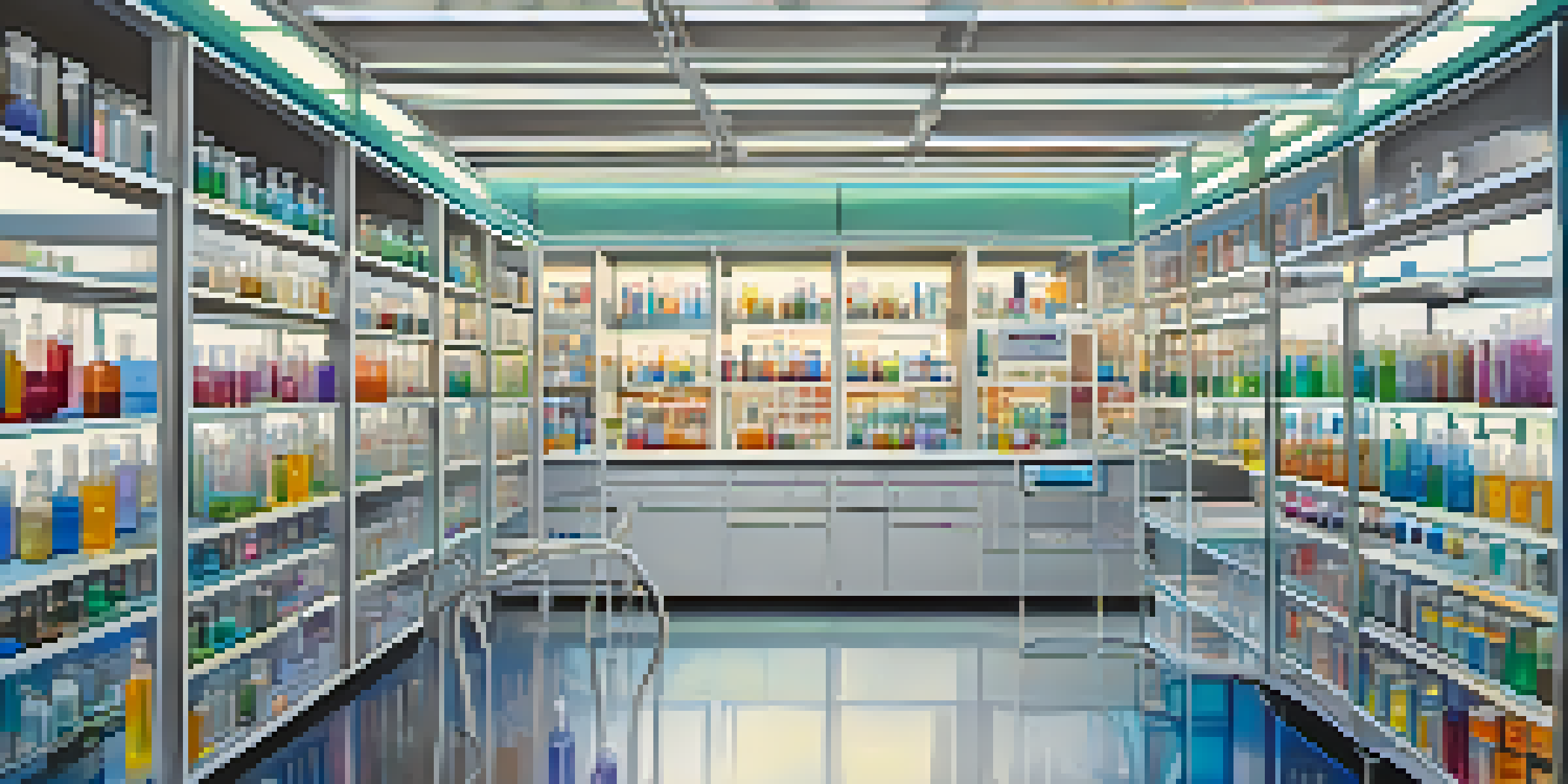 A laboratory filled with advanced molecular diagnostics equipment, including a PCR machine and colorful vials.