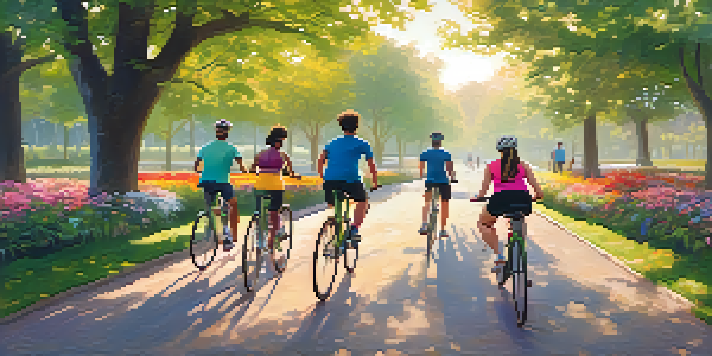 A diverse group of people exercising outdoors in a sunny park, representing preventive health measures.