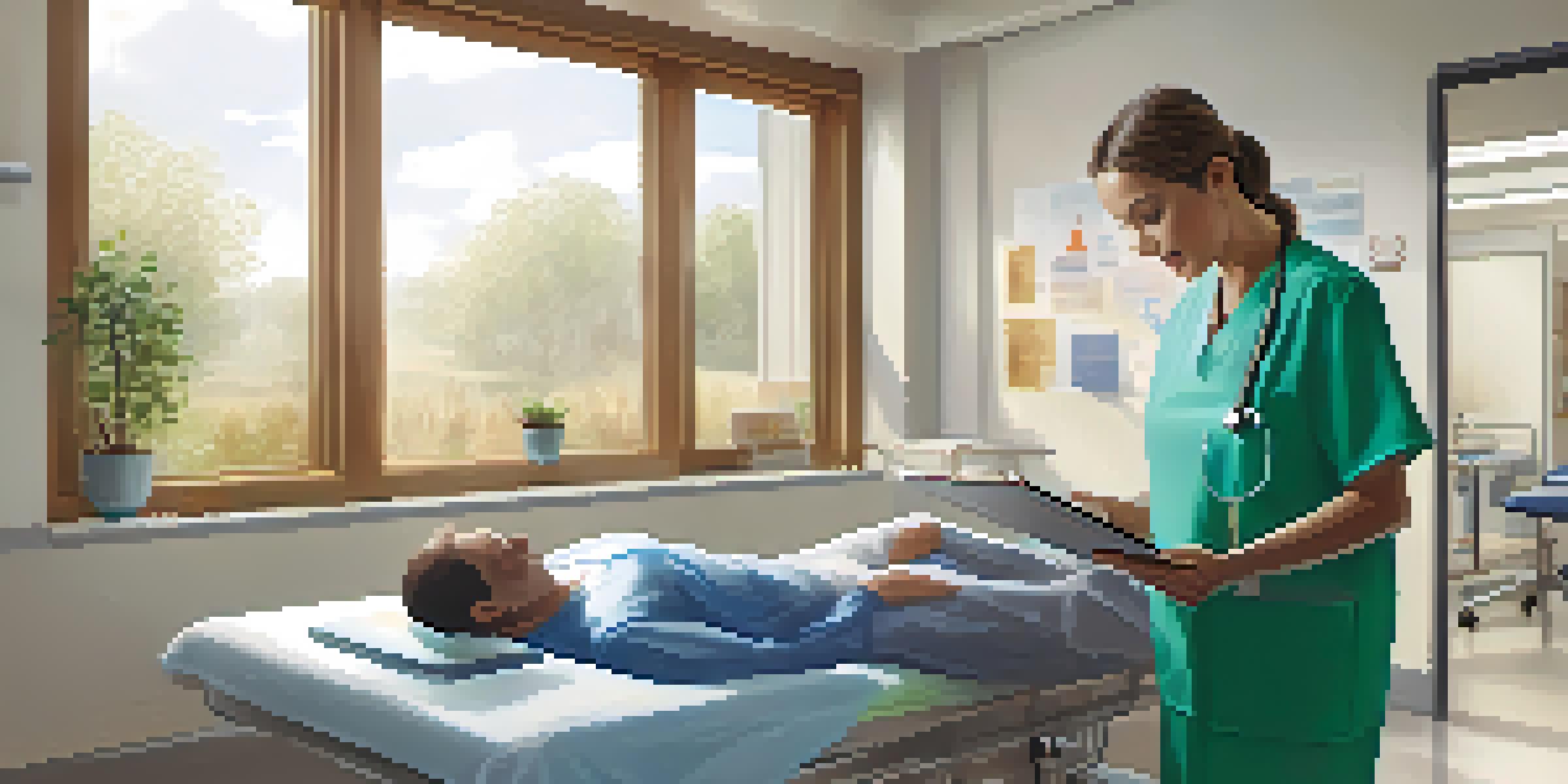 A healthcare professional and a patient discussing health information in a bright clinic, emphasizing patient engagement.