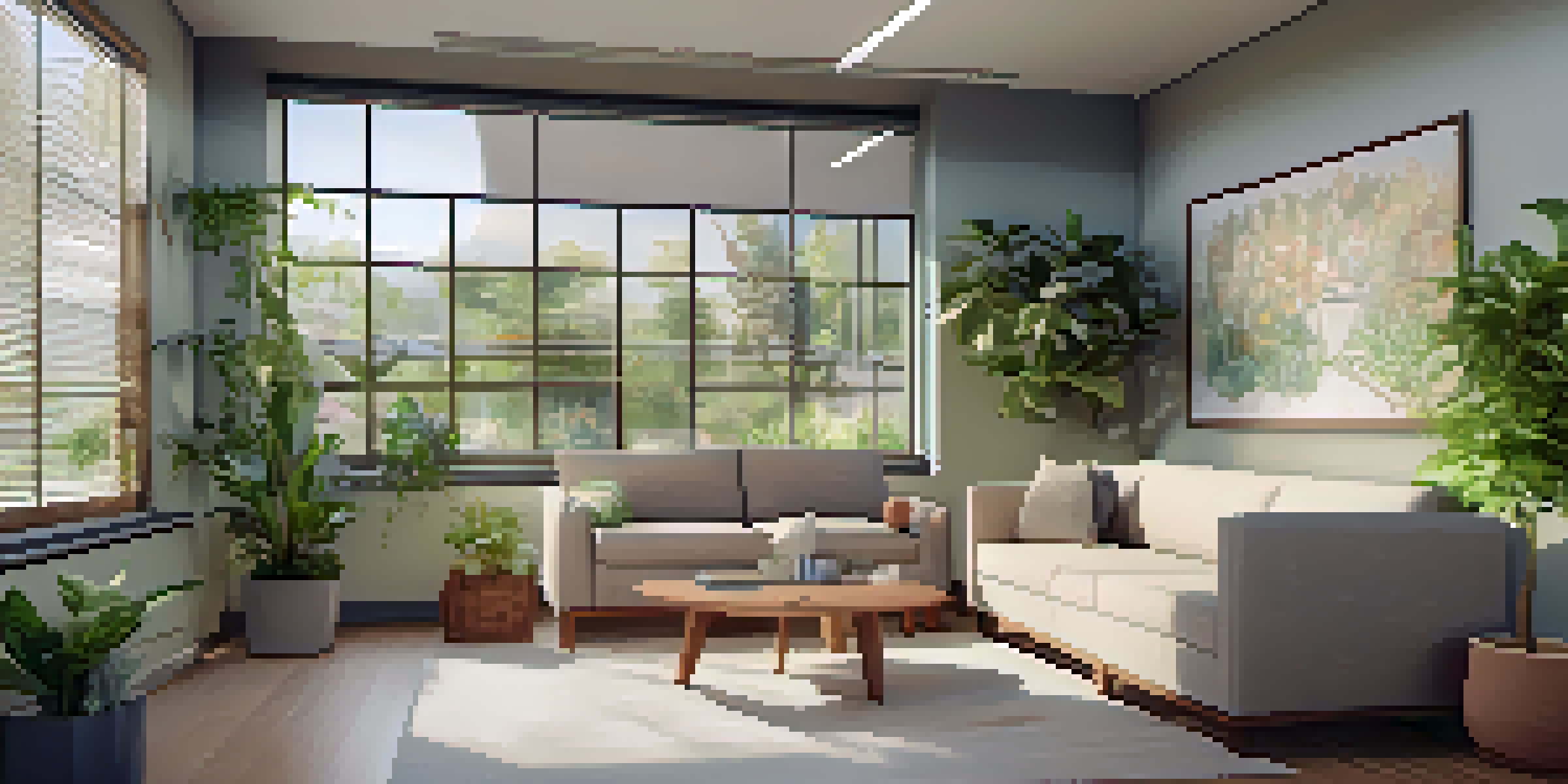 A modern genetic counseling office filled with natural light, featuring plants and a friendly genetic counselor interacting with a family.