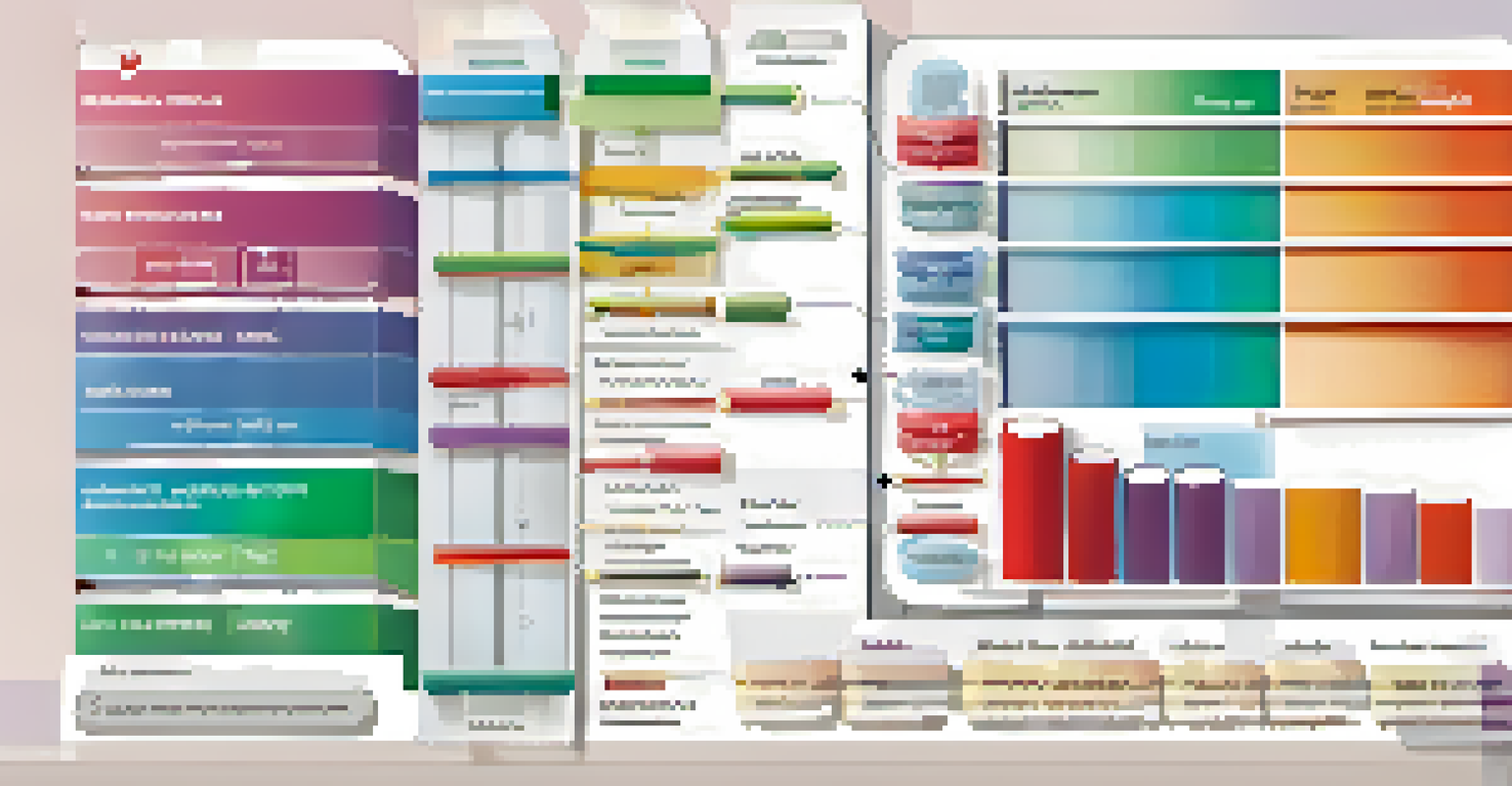 An infographic showing a tiered drug formulary chart with colorful arrows and images of medications.