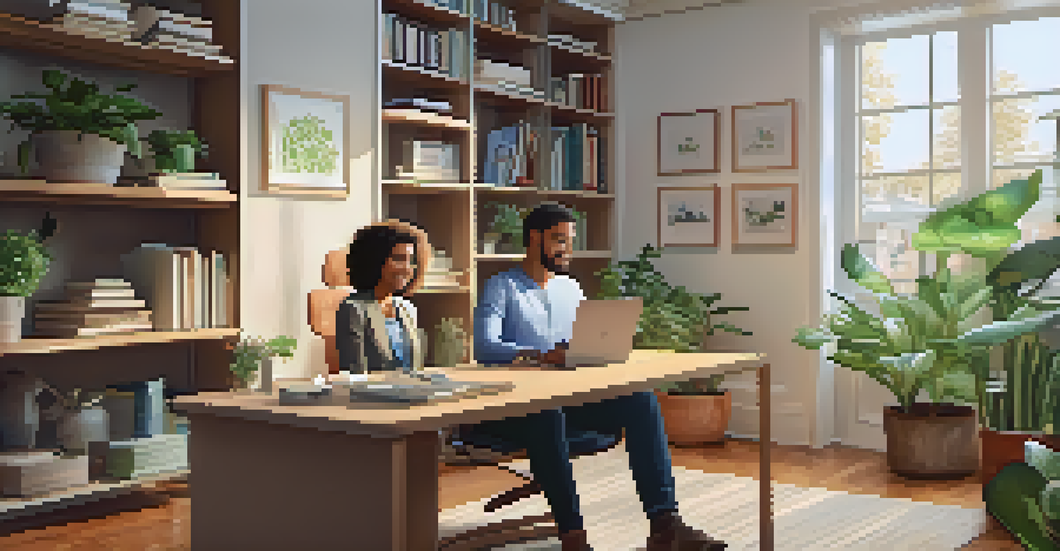 A patient in a home office having a video consultation with a healthcare professional on a laptop.