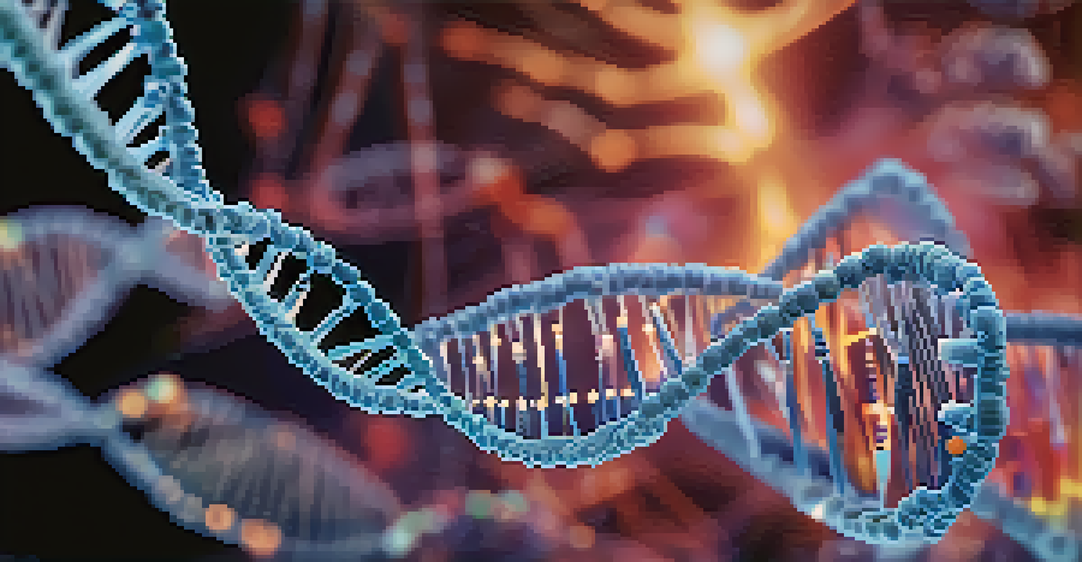 A close-up view of the CRISPR-Cas9 gene editing mechanism, showcasing DNA strands and molecular structures.