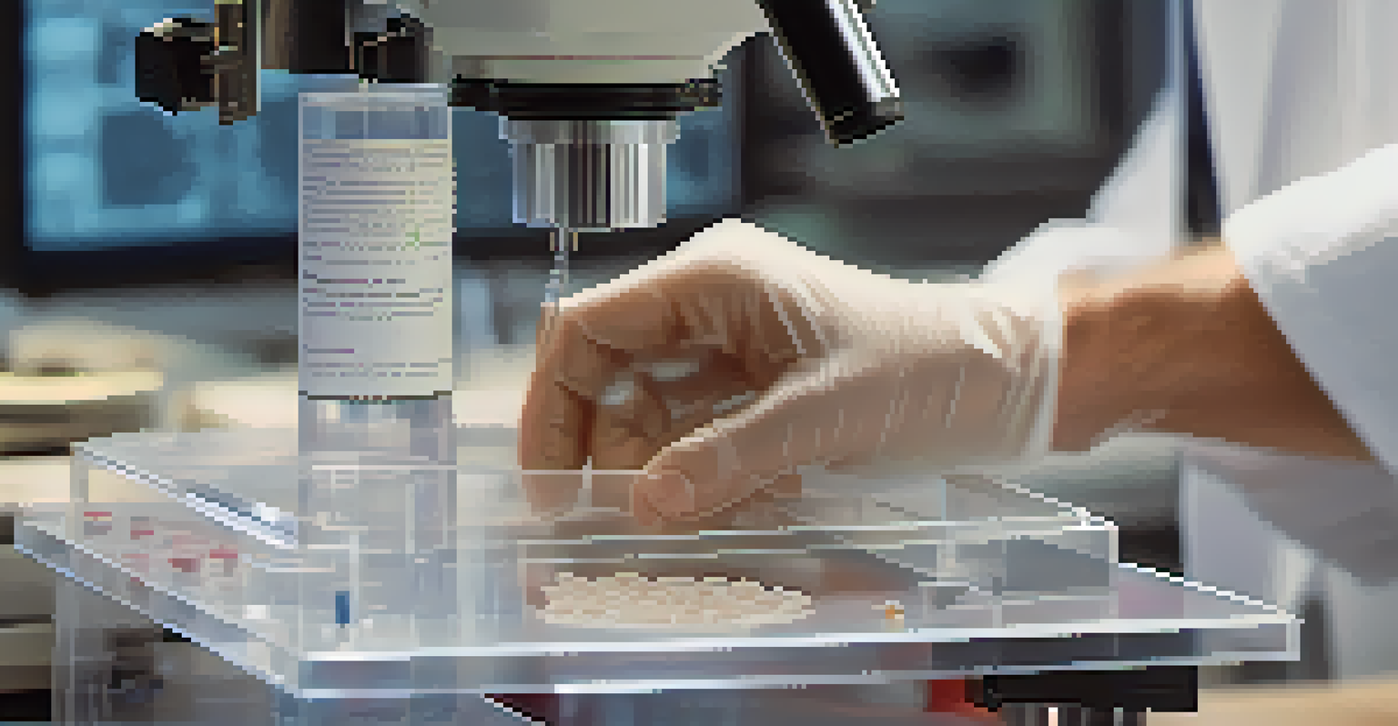 A close-up of a scientist's hands holding a bioprinted tissue sample, with a microscope in the background and natural light illuminating the textures.