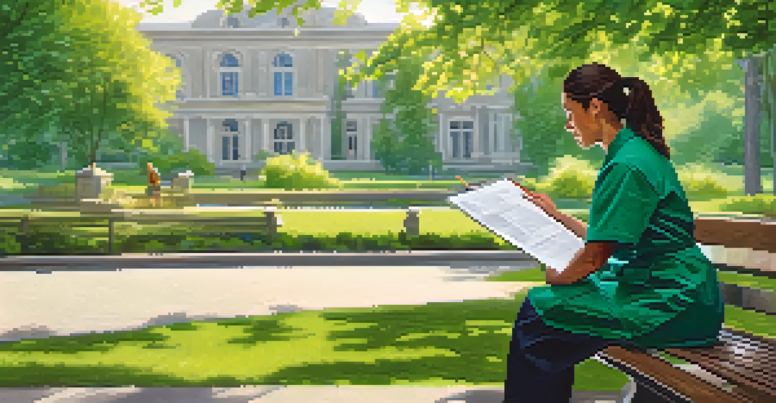 A healthcare professional and a patient discussing biomarker results in a park setting.