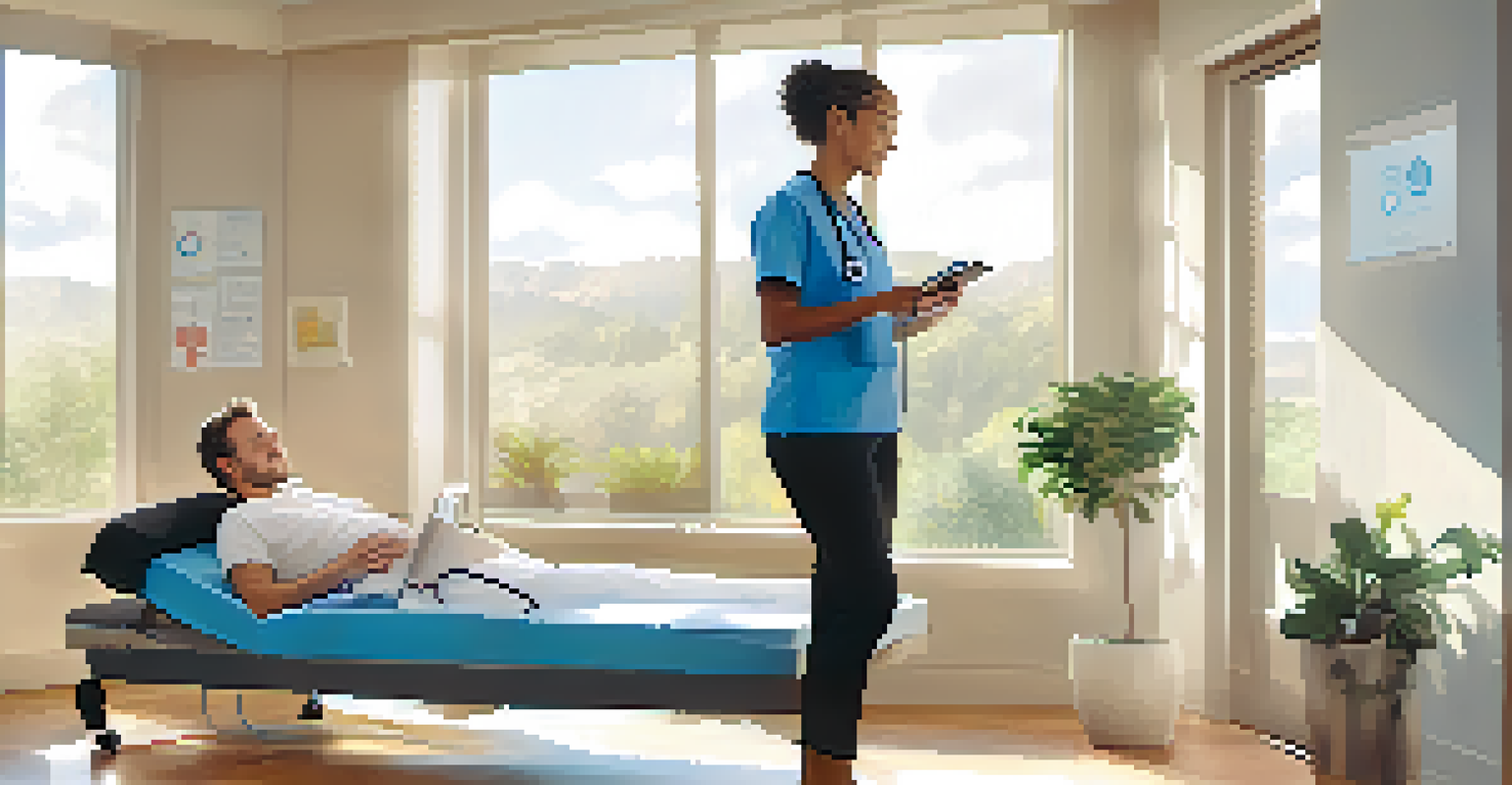 A patient using a wearable device to track health metrics, illustrating the concept of real-time health monitoring in a bright home setting.