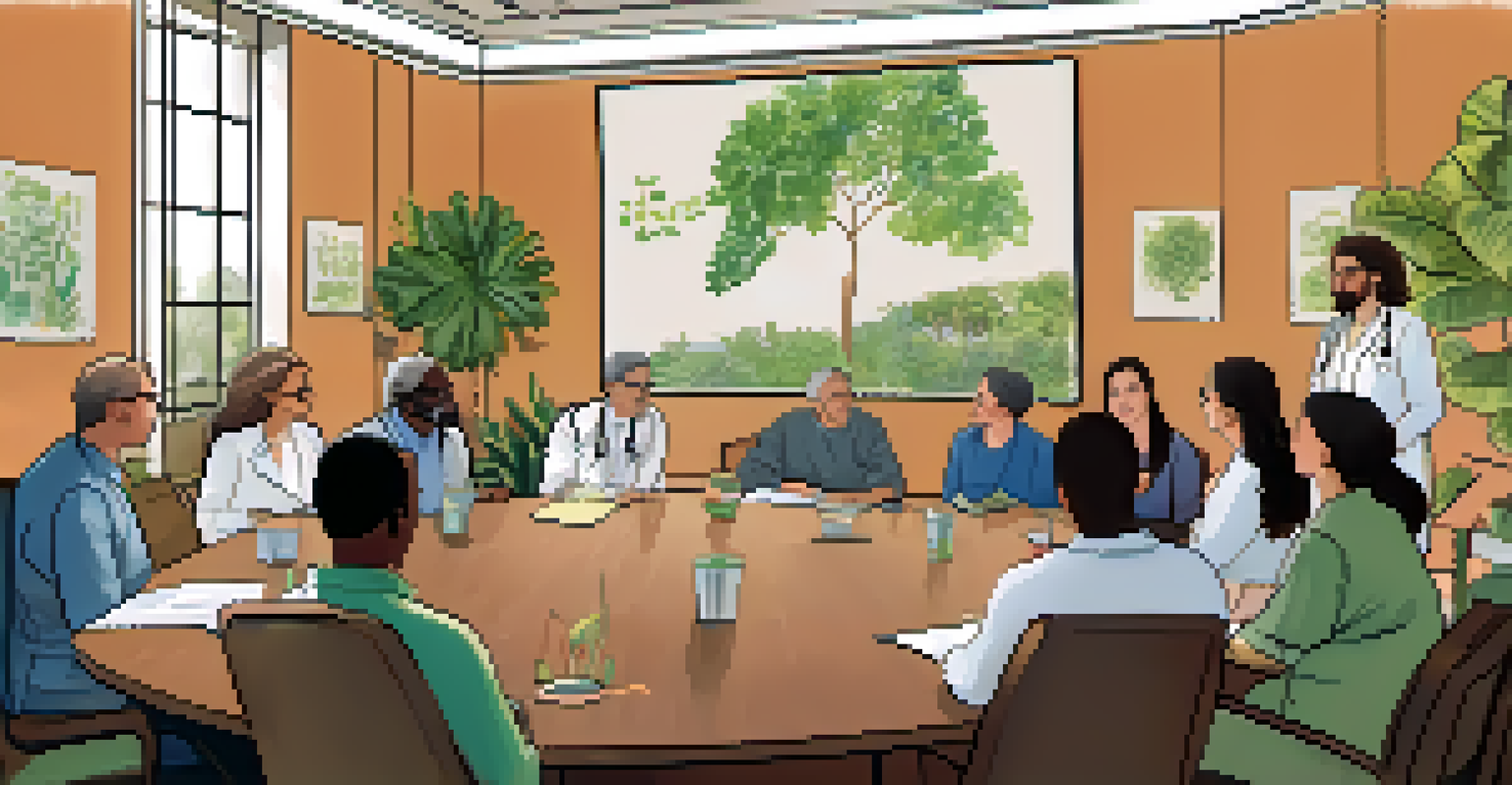 Patients and researchers engaged in a discussion around a round table, emphasizing collaboration and patient engagement in translational medicine.