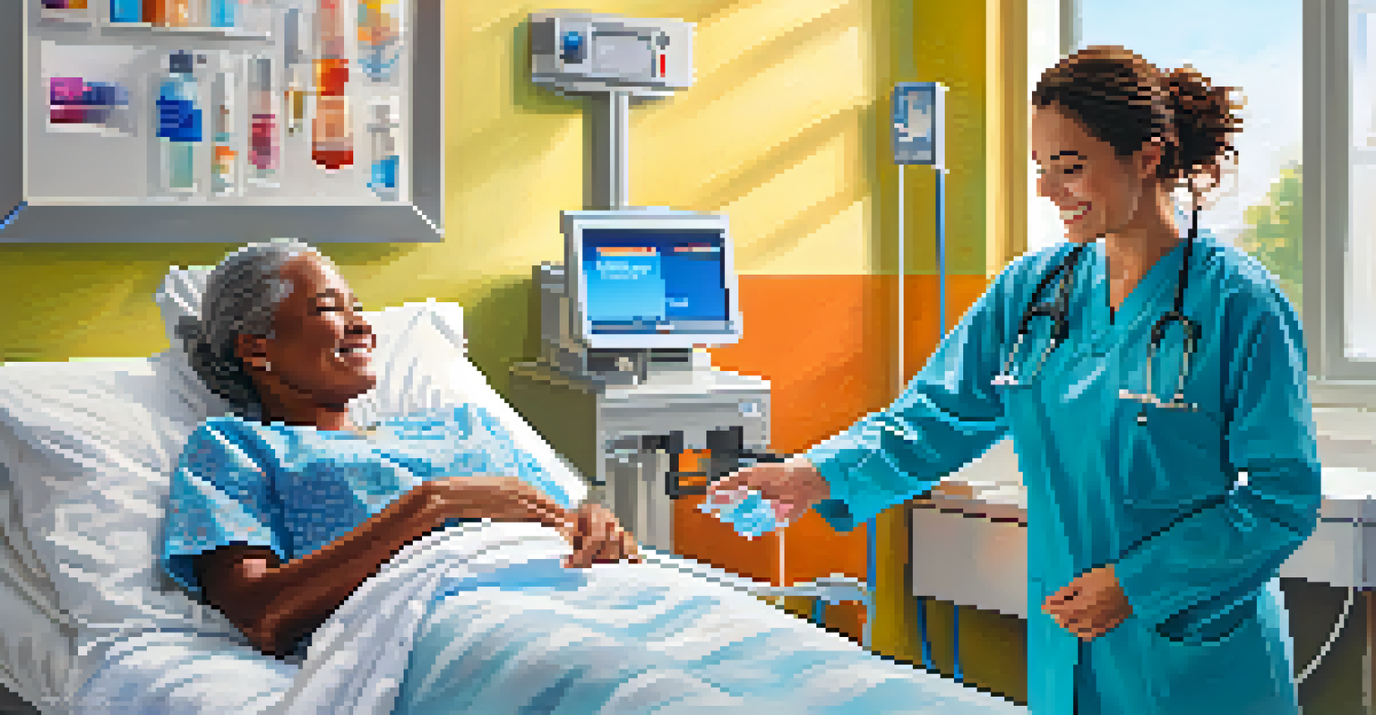 A nurse discussing hand hygiene with a patient in a hospital room, highlighting the importance of infection control.