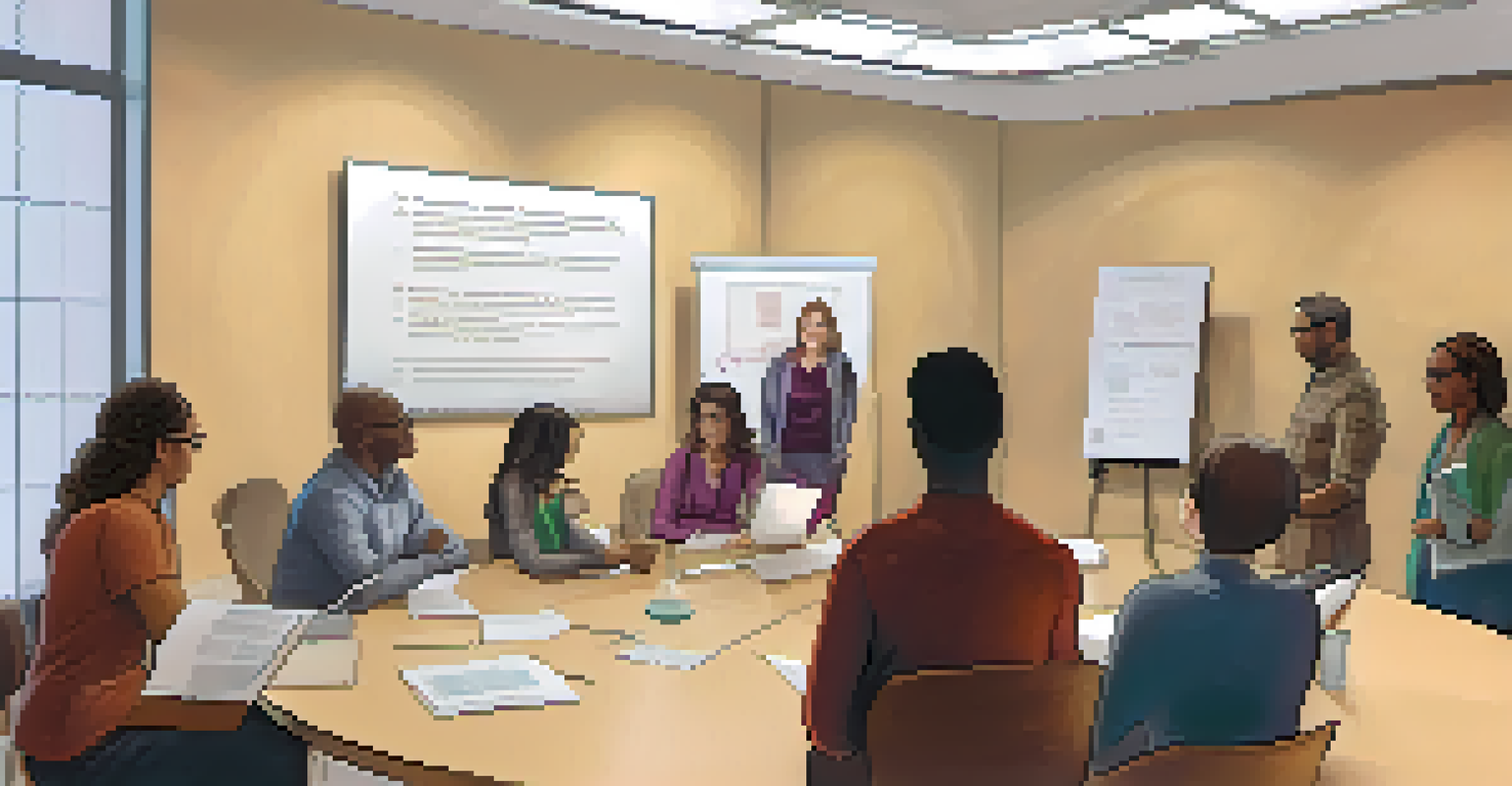 A diverse group of research participants discussing informed consent with a researcher in a warm, inviting room.