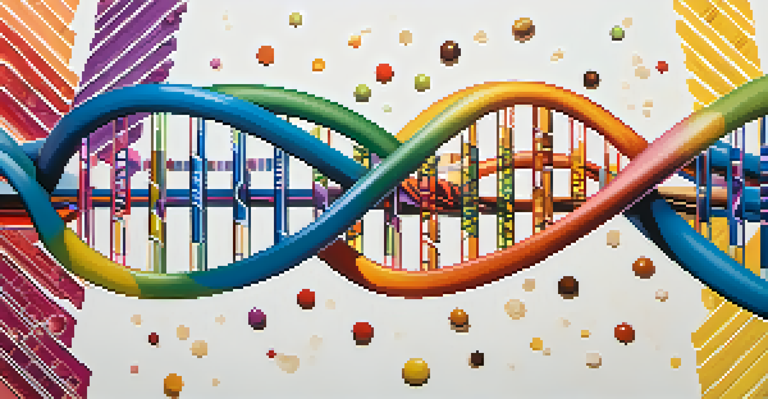 An artistic DNA double helix with vibrant colors and abstract patterns symbolizing genetic information and sequencing technology.