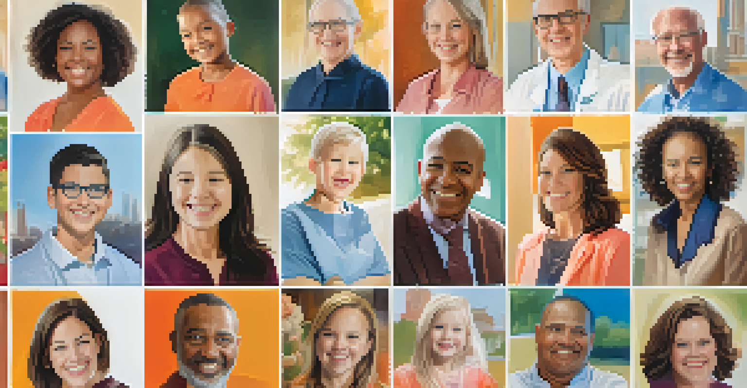A montage of success stories in rare disease trials, showcasing smiling patients and families celebrating.