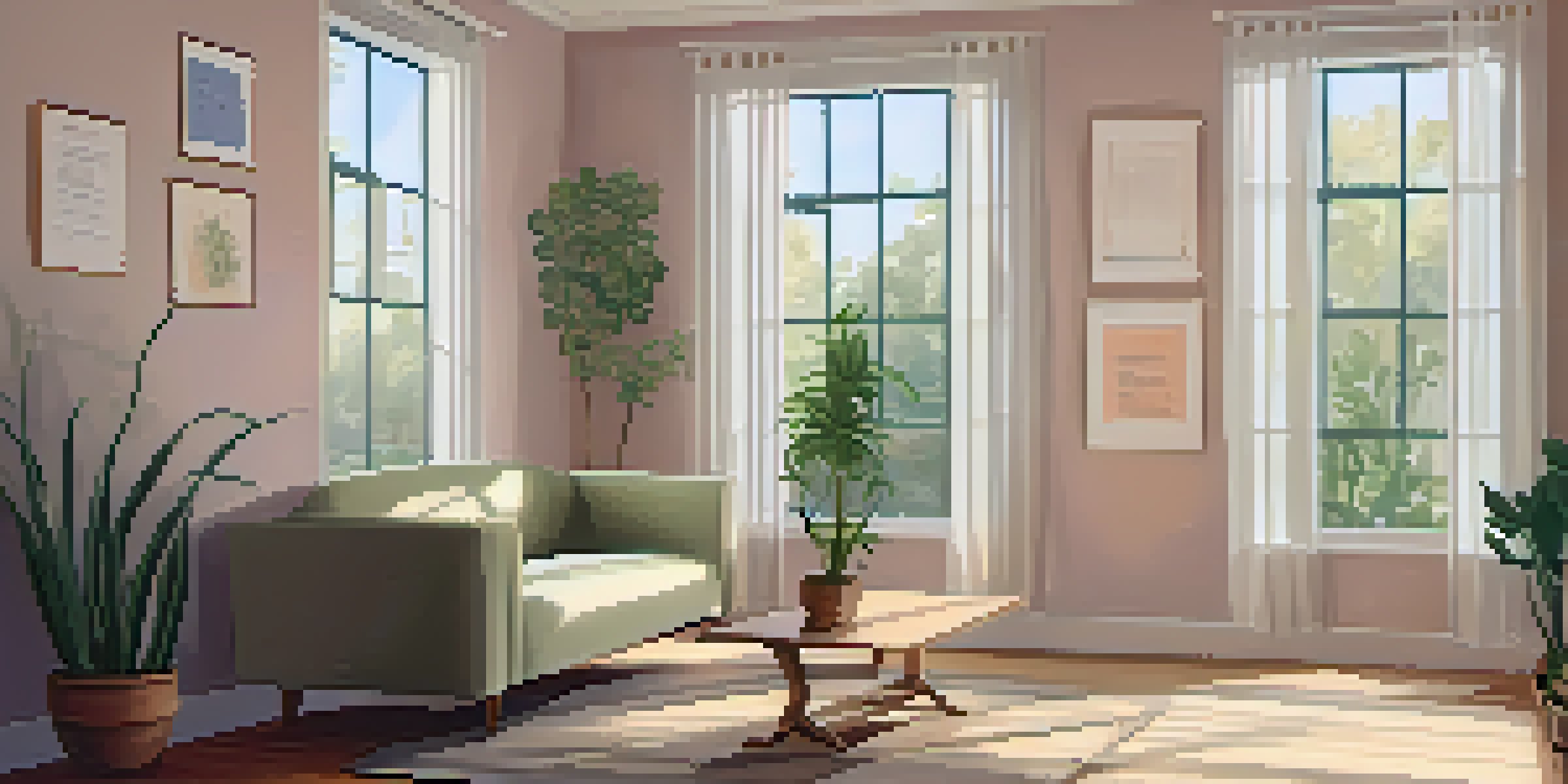 A peaceful therapy room with soft light, an armchair, and bookshelves, designed for mental health care.