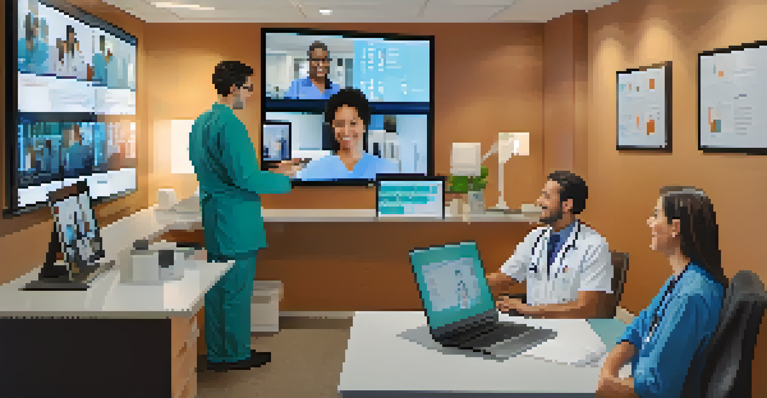 A healthcare professional conducting a remote consultation through a computer, with a friendly and engaging demeanor in a cozy office environment.
