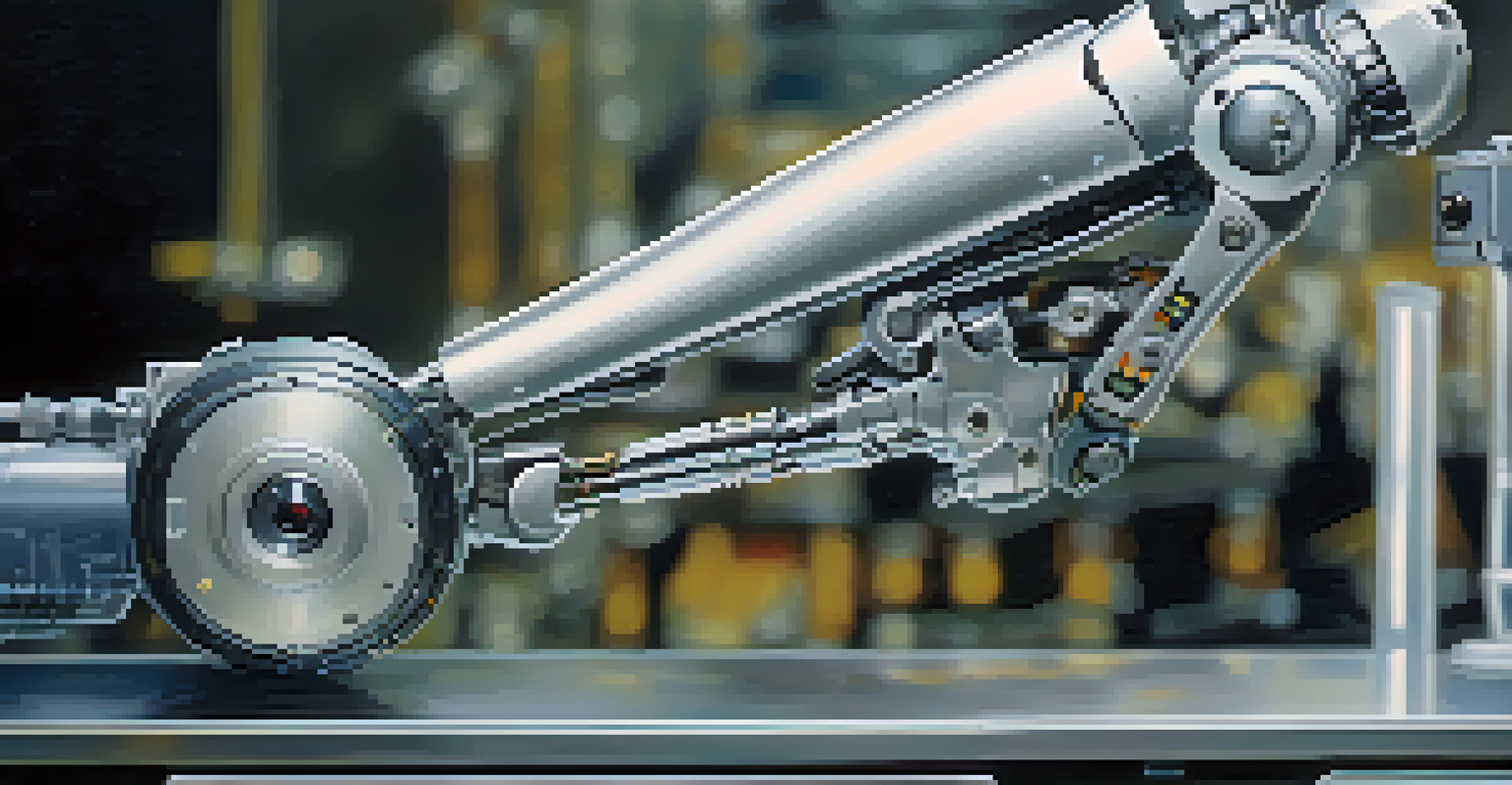 A close-up of a sophisticated robotic surgical arm ready for operation, showcasing its intricate joints and sensors.