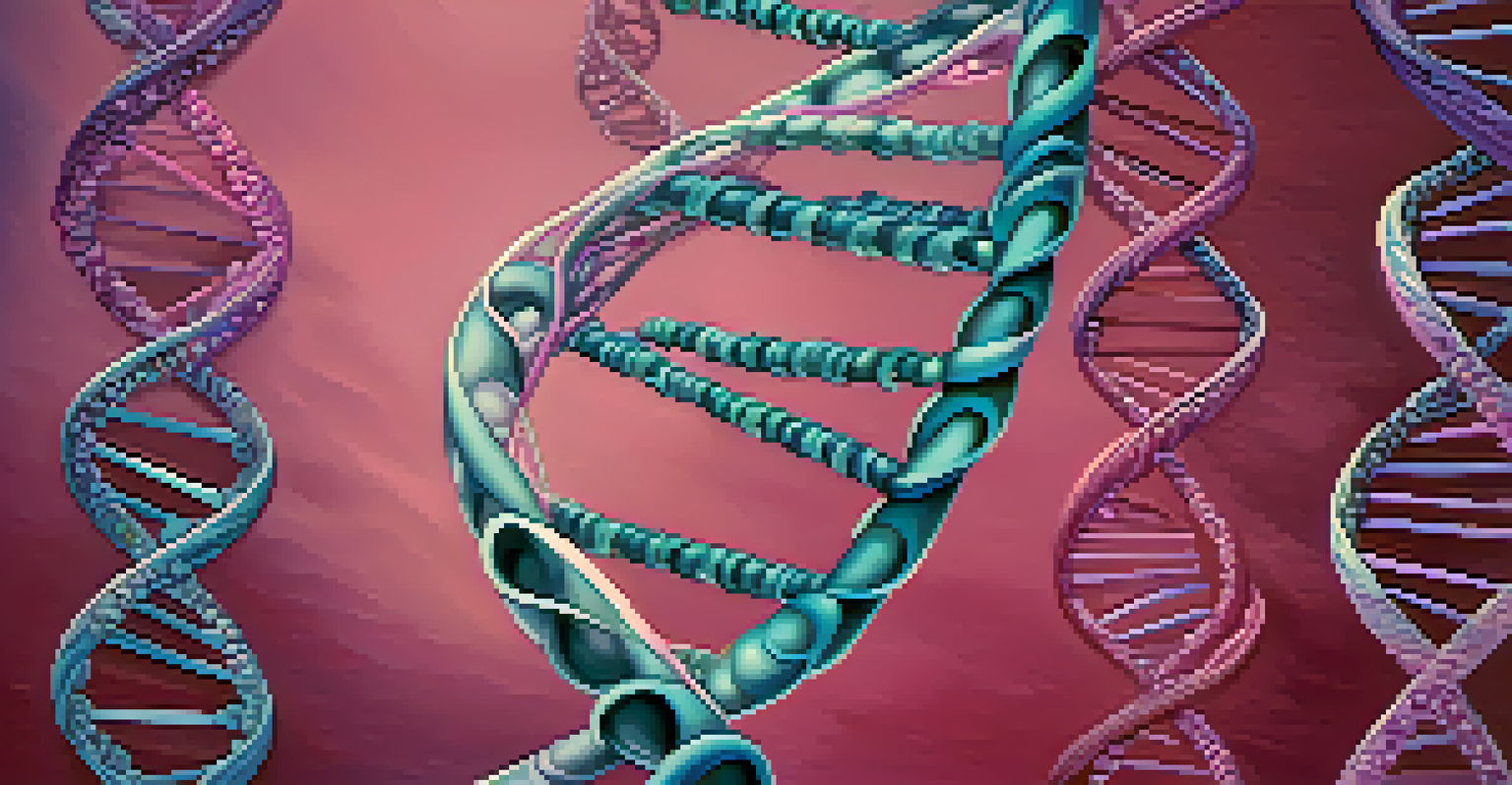 A colorful DNA double helix with intricate patterns against a gradient background, symbolizing genetic diversity.