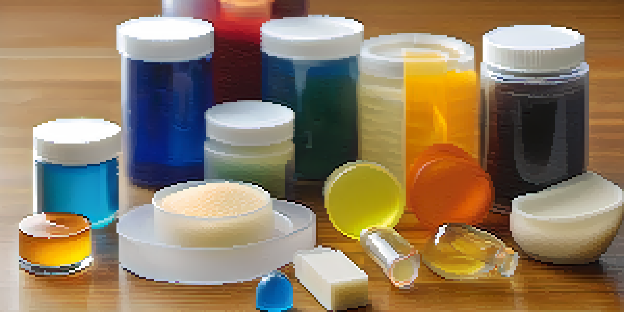 A close-up view of biodegradable polymer samples on a laboratory table, with a softly blurred background.