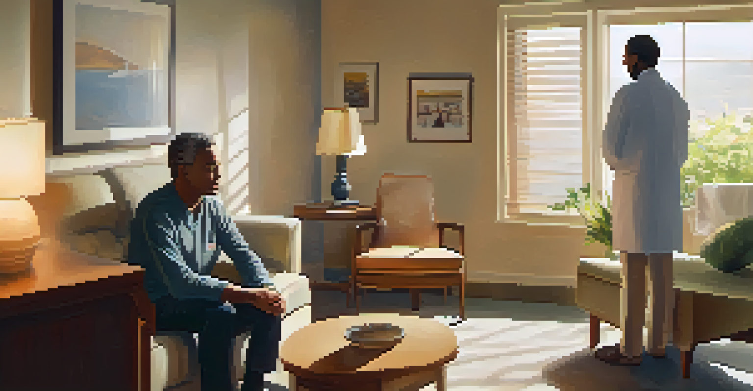 A psychologist listening to a patient in a warm and inviting environment, emphasizing patient-centered care.