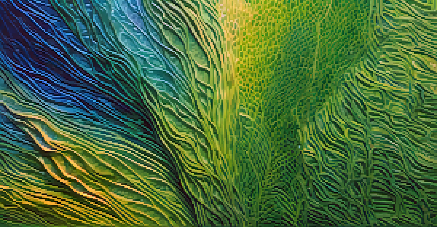 A colorful illustration of hybrid biomaterials, featuring natural collagen and synthetic polymers intertwined, illuminated to show texture.