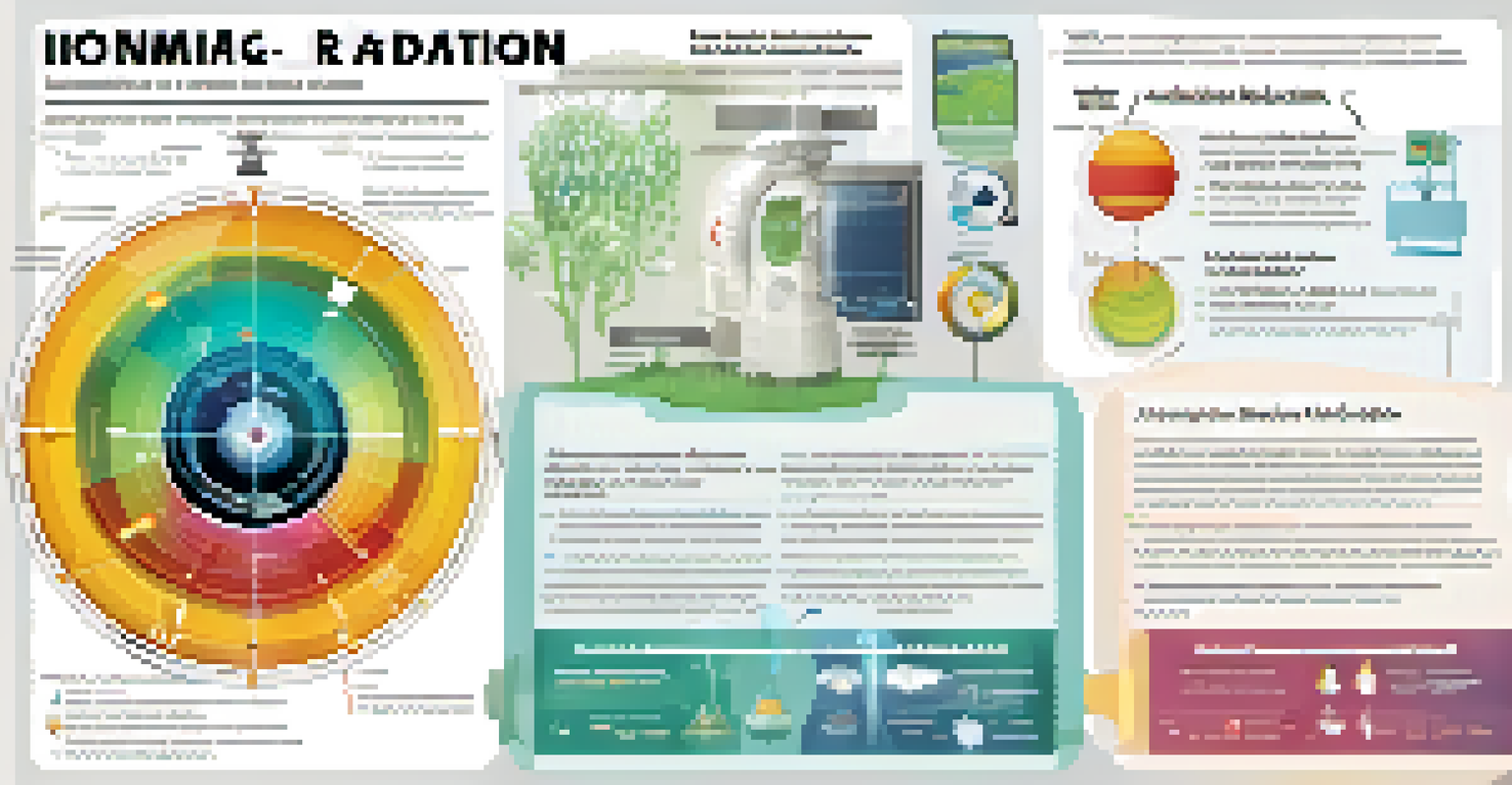 An educational infographic comparing ionizing and non-ionizing radiation with icons and diagrams.