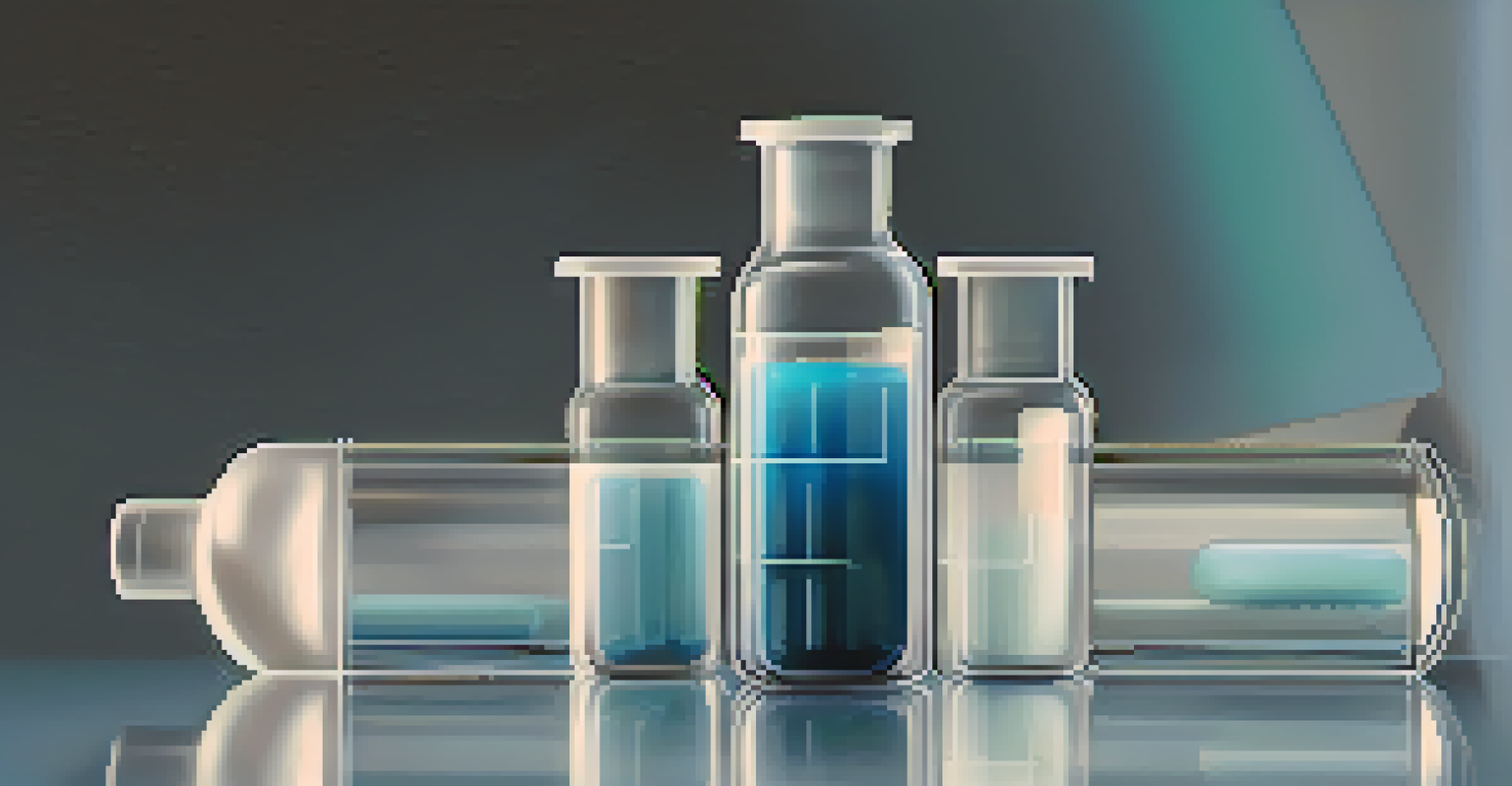 Two identical biologic vials side by side, one labeled original and the other biosimilar, on a reflective surface with a blue gradient background.