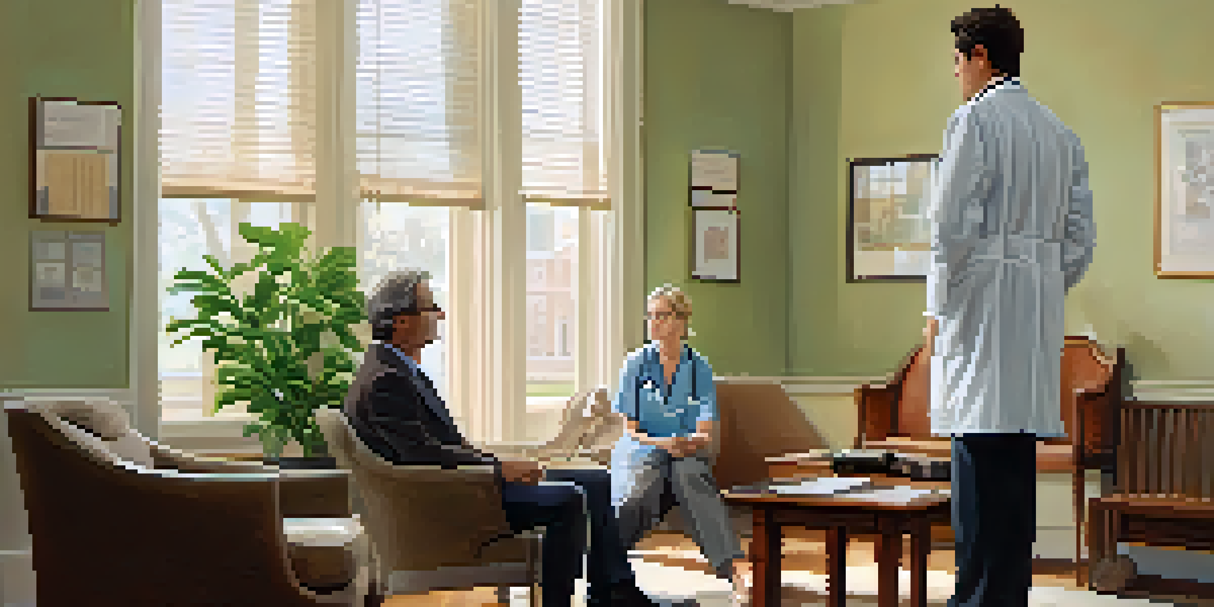 A doctor and patient in a healthcare office, engaging in a compassionate conversation.