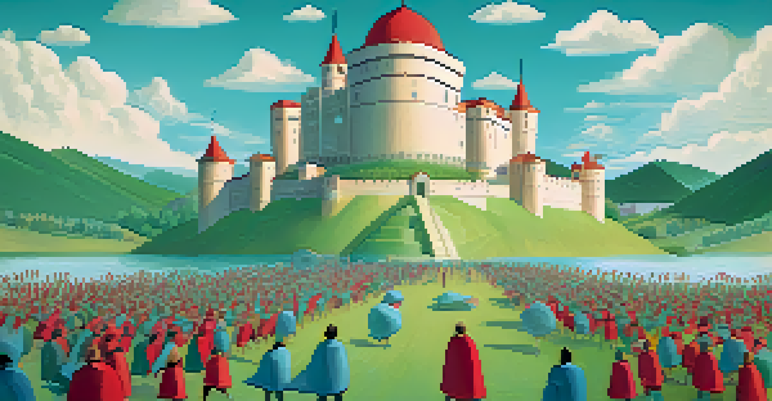 An infographic image illustrating herd immunity as a fortress made of people, defending against a virus.