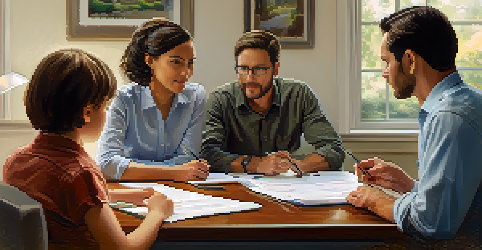 A genetic counselor explaining test results to a family in a bright and inviting setting.