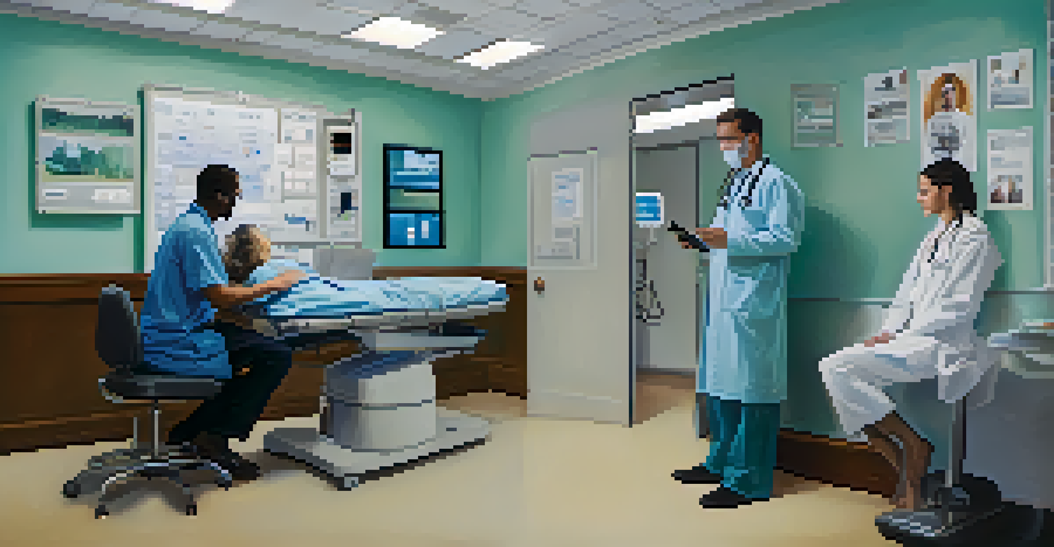 A split image showing telemedicine on one side and traditional healthcare on the other.