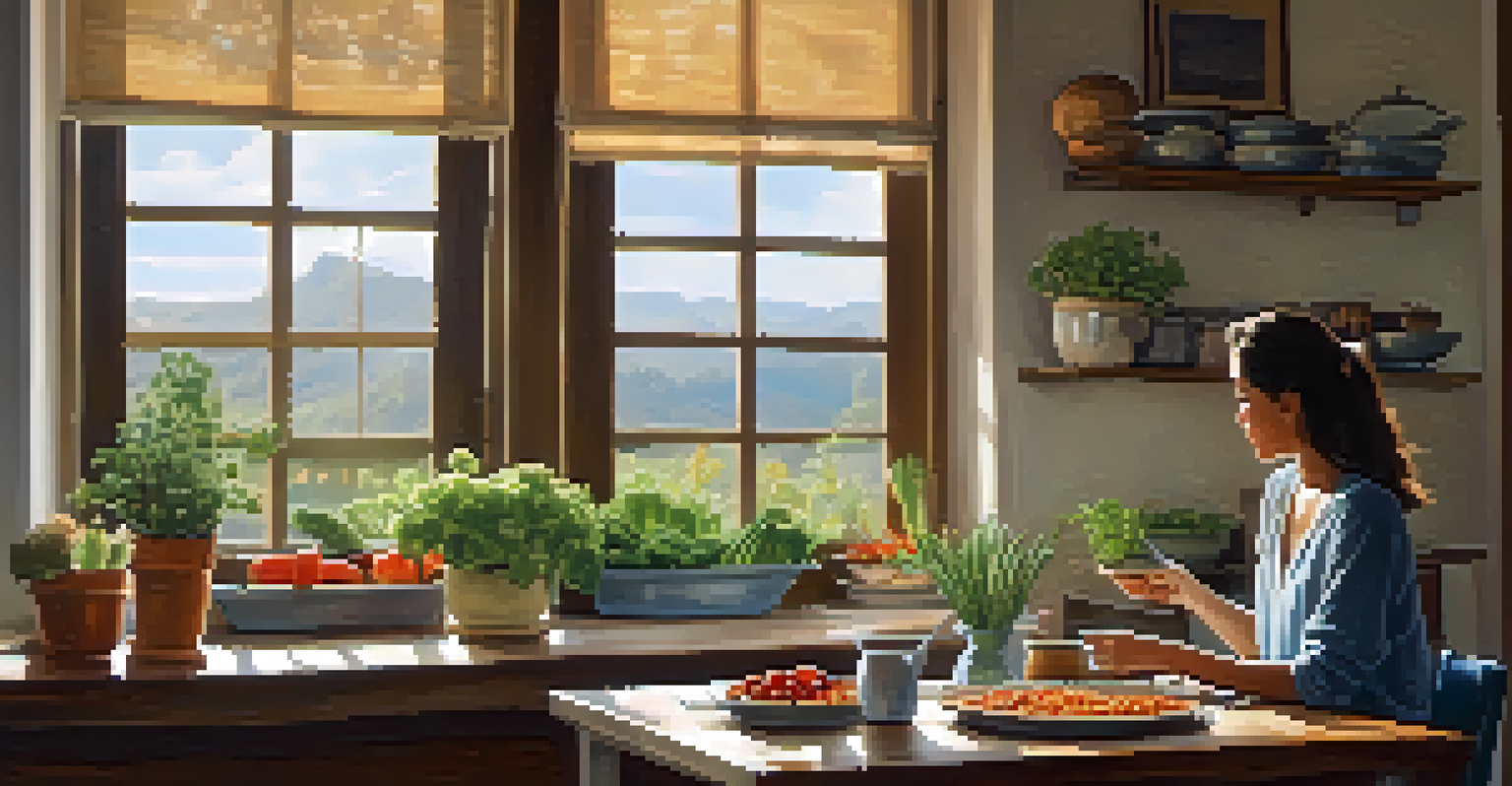 A person enjoying a healthy quinoa salad at a dining table, surrounded by natural light and plants.