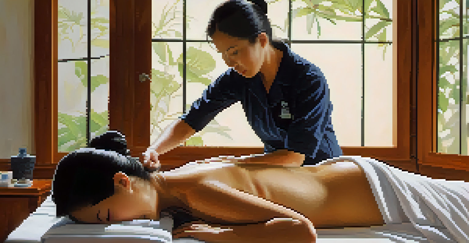 An acupuncturist performing acupuncture on a patient, highlighting the needle insertion process.