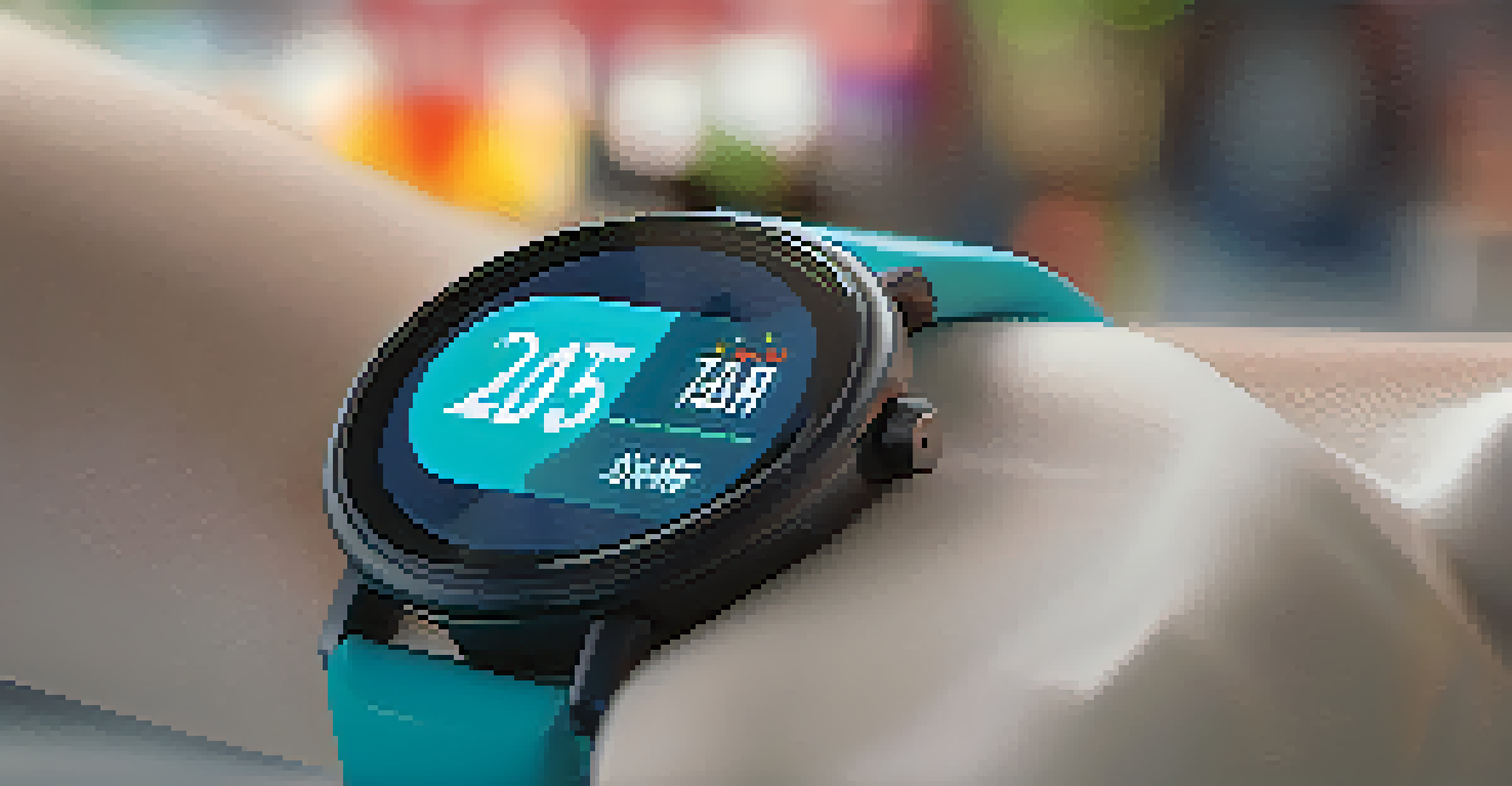 A close-up of a smartwatch displaying health data, set against a background of an emergency room, emphasizing wearable technology in healthcare.