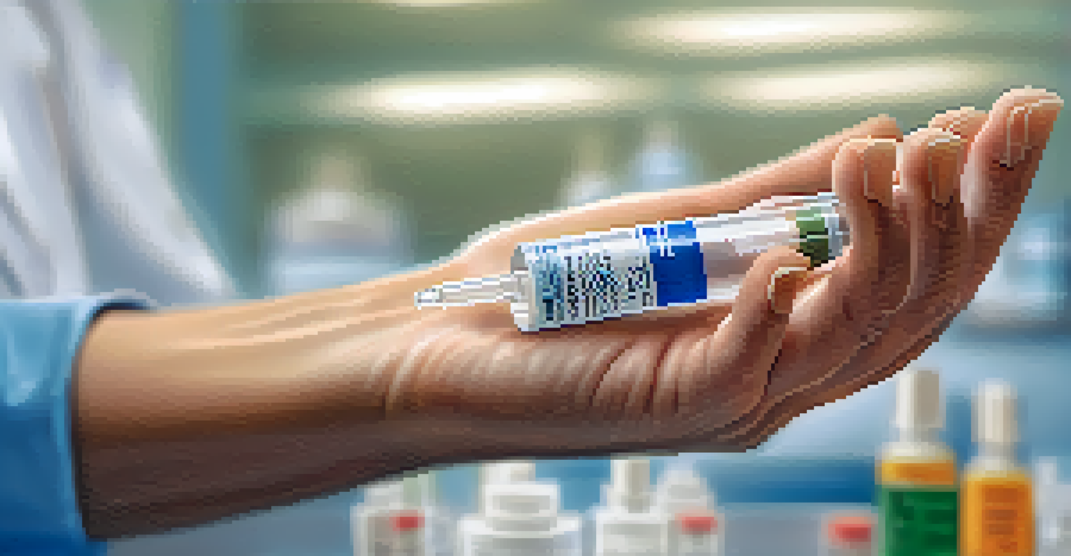 A close-up of a hand holding a vaccine syringe, emphasizing the importance of vaccinations.