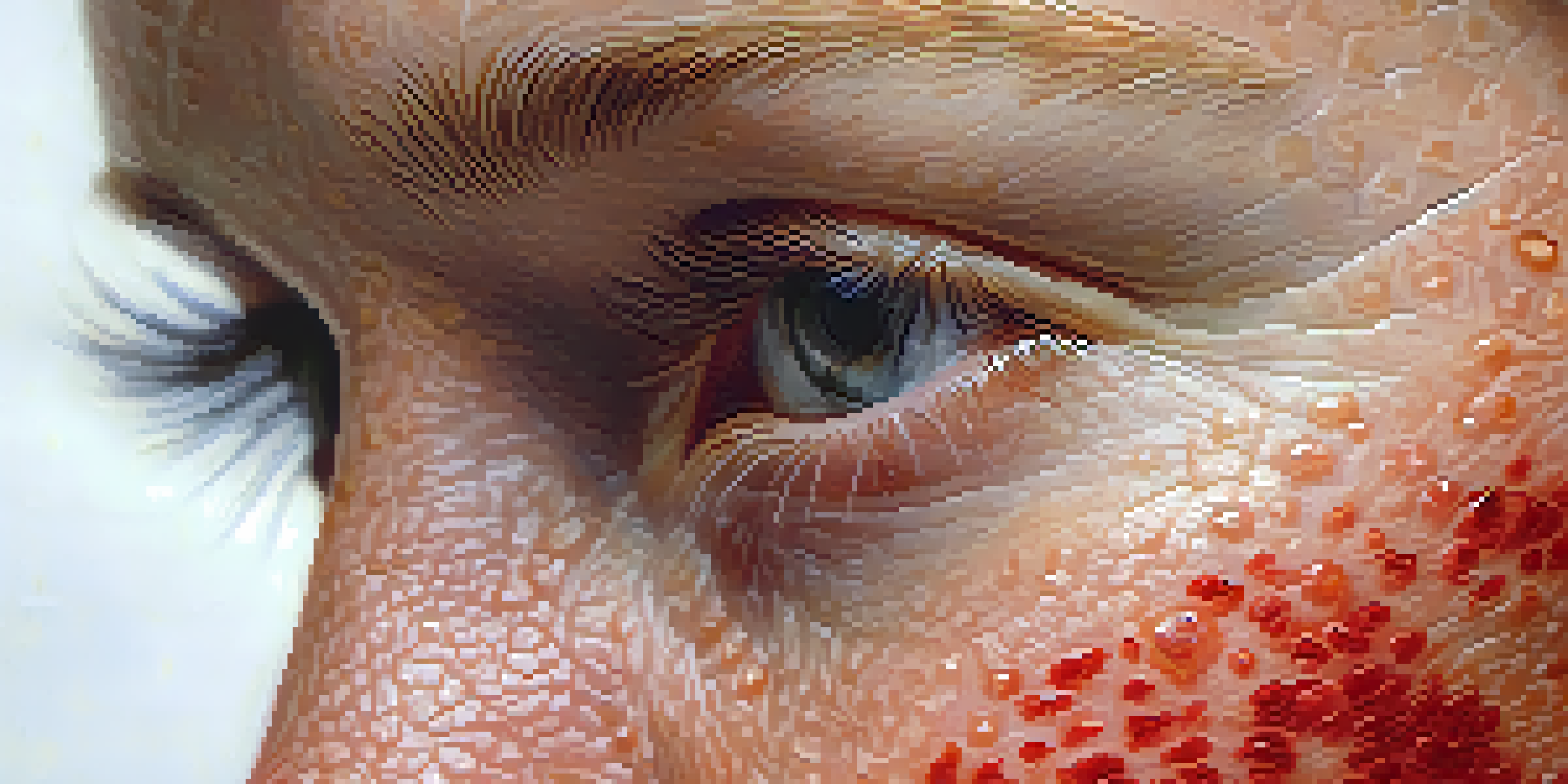 Close-up of inflamed skin with red, itchy patches indicative of dermatitis.