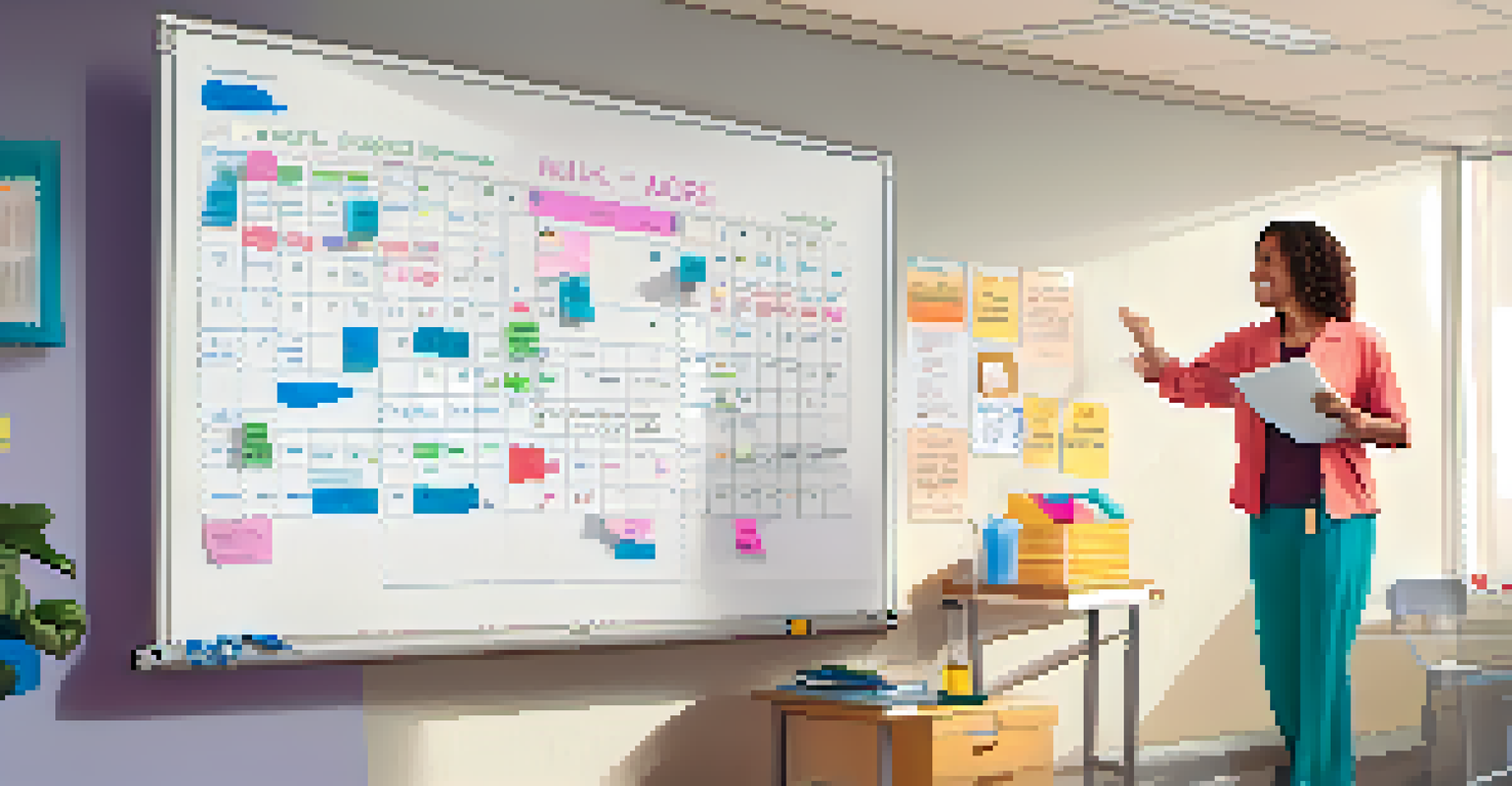 A patient setting health goals on a whiteboard with colorful sticky notes in a bright, motivational room.