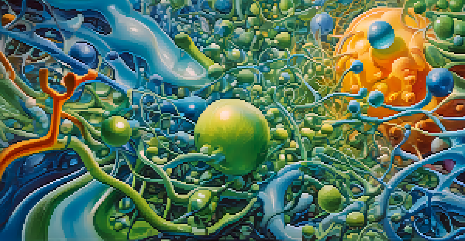Artistic depiction of cytochrome P450 enzymes interacting with chemical compounds, against a gradient background.