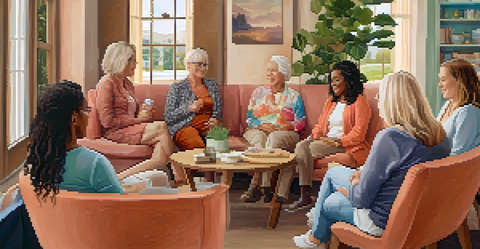 A group of women participating in a community gathering about breast health, sharing knowledge and support.