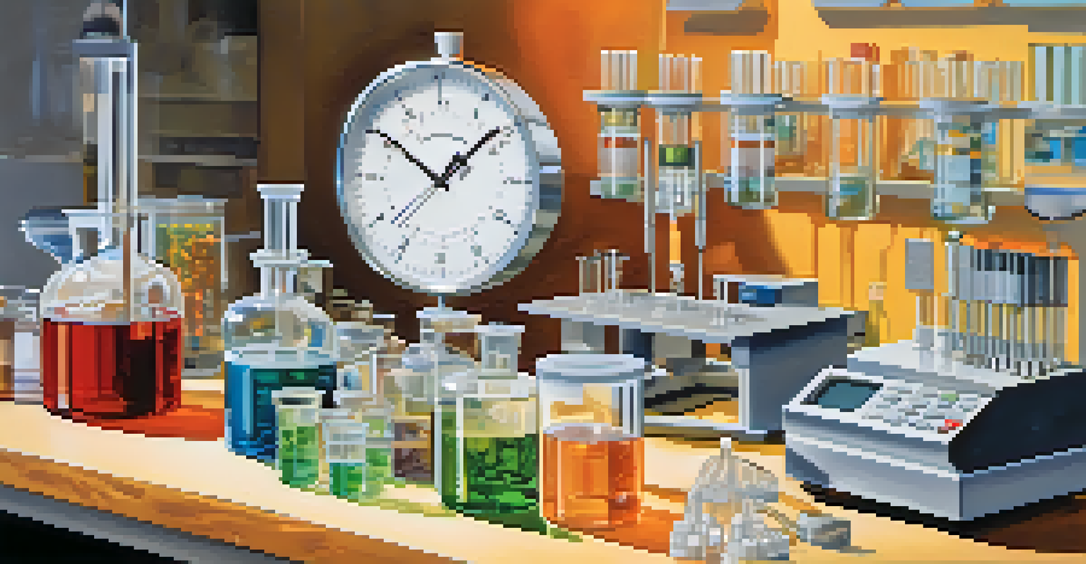 A well-organized laboratory filled with glassware and data devices, emphasizing the importance of protocol in clinical trials.